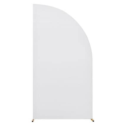Front. GARVEE - 5ft Wedding Arch Cover, Cloth Cover with Half Moon Shape, 2-Sided Design, Reusable Elastic Scalability - WHITE.