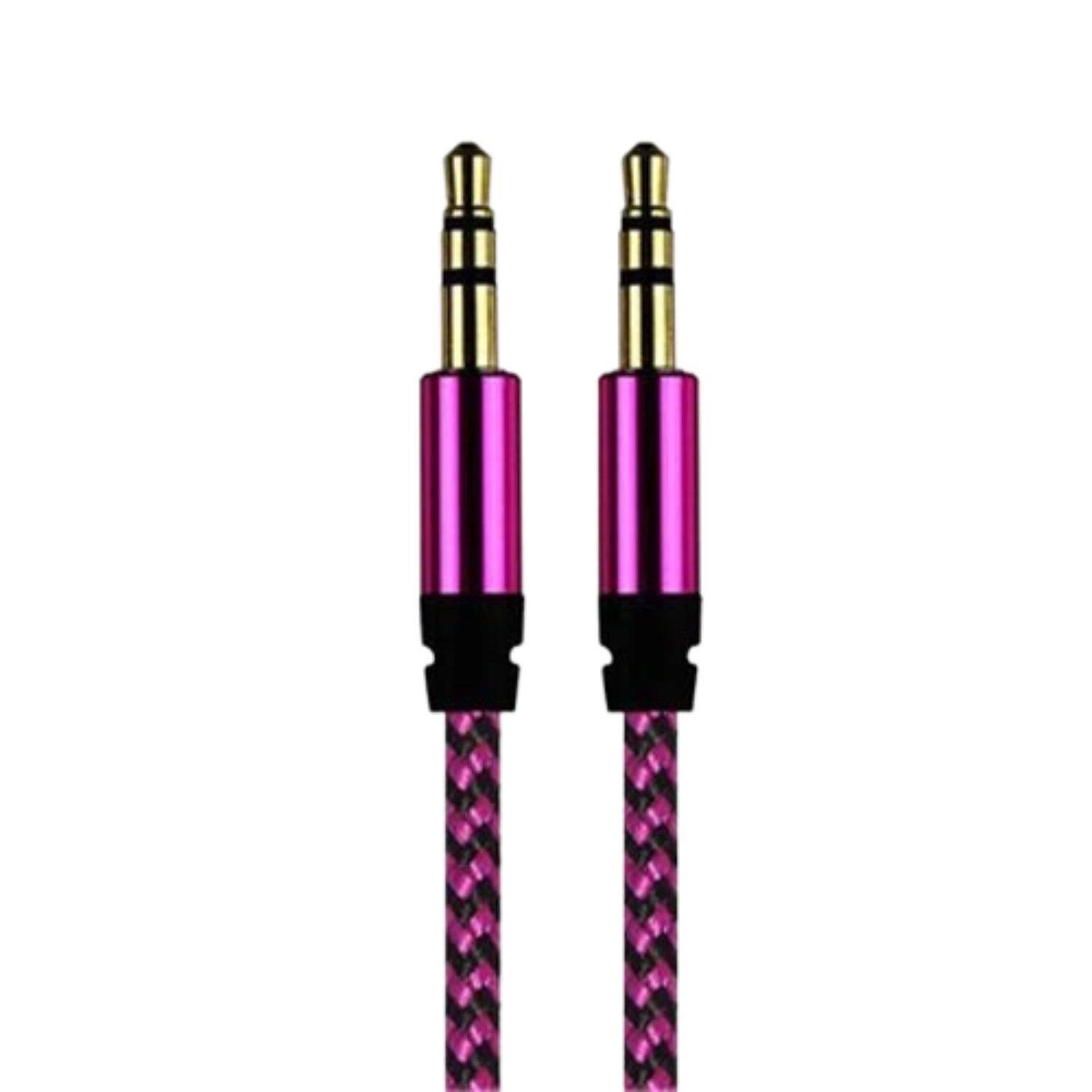 Front. Home Collection - 2pcs Pink 3.5mm AUX Stereo Audio Cable – Male to Male Jack Cord.