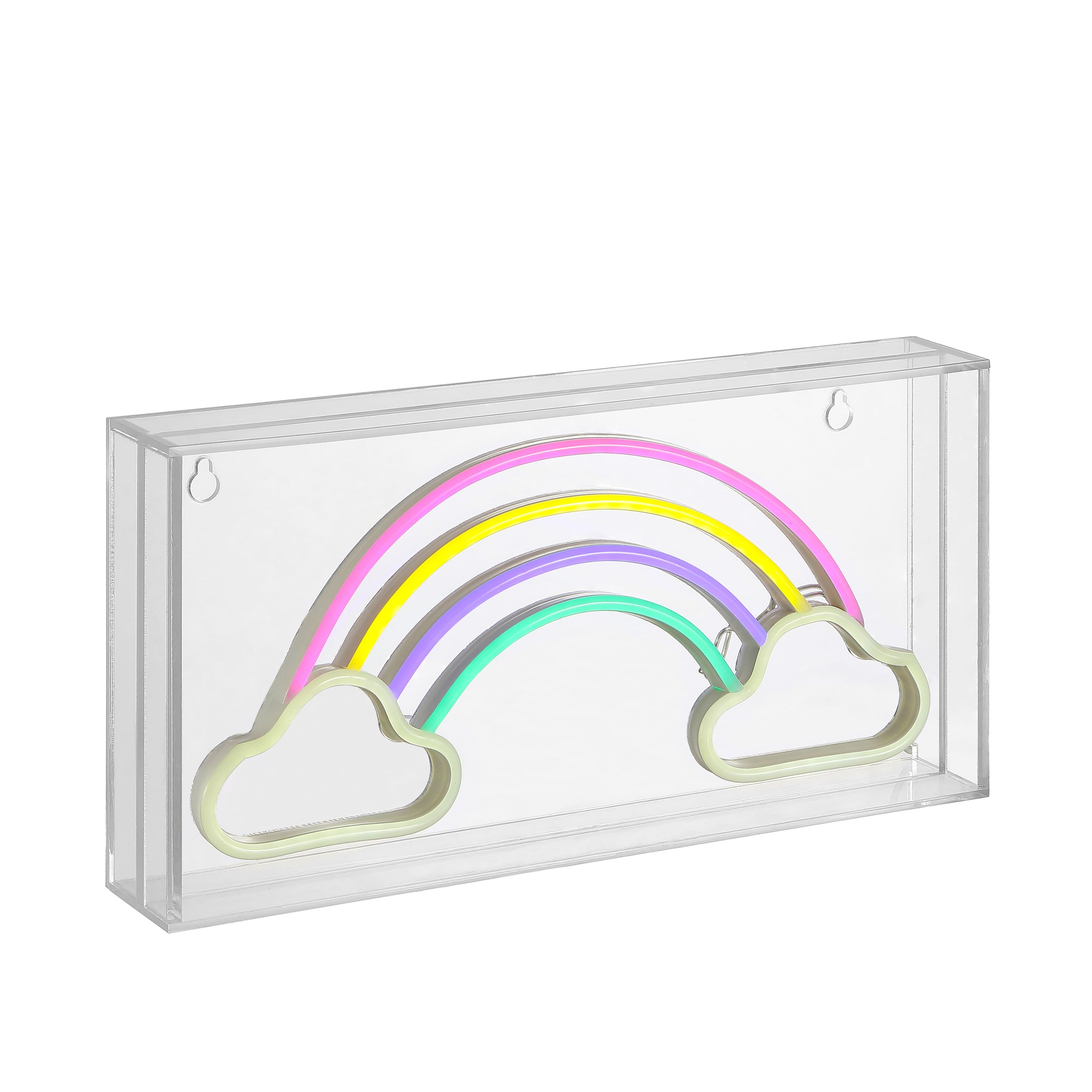 Jonathan Y - Rainbow 11.75" Contemporary Glam Acrylic Box USB Operated LED Neon Light, Multi-Colored - Multi Color
