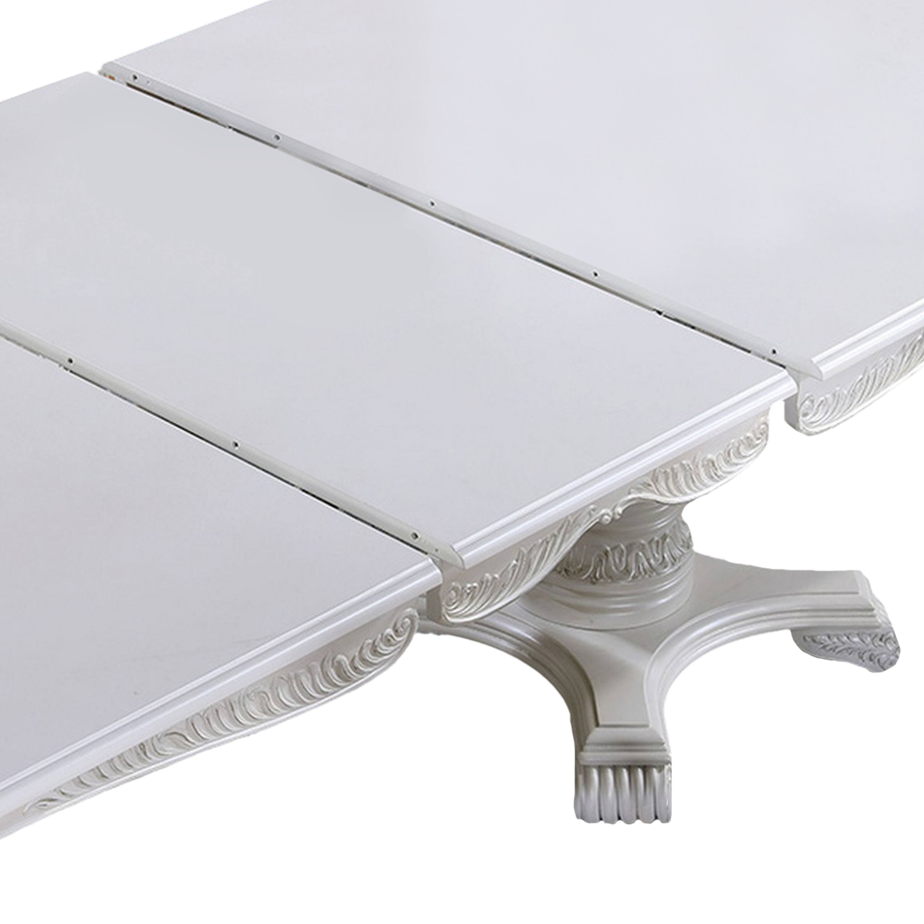 Alt View 3. Manhattan Lane - Zenie Dining Table, Extension Leaf, 77-95 Inch, Classic White Solid Wood - White.