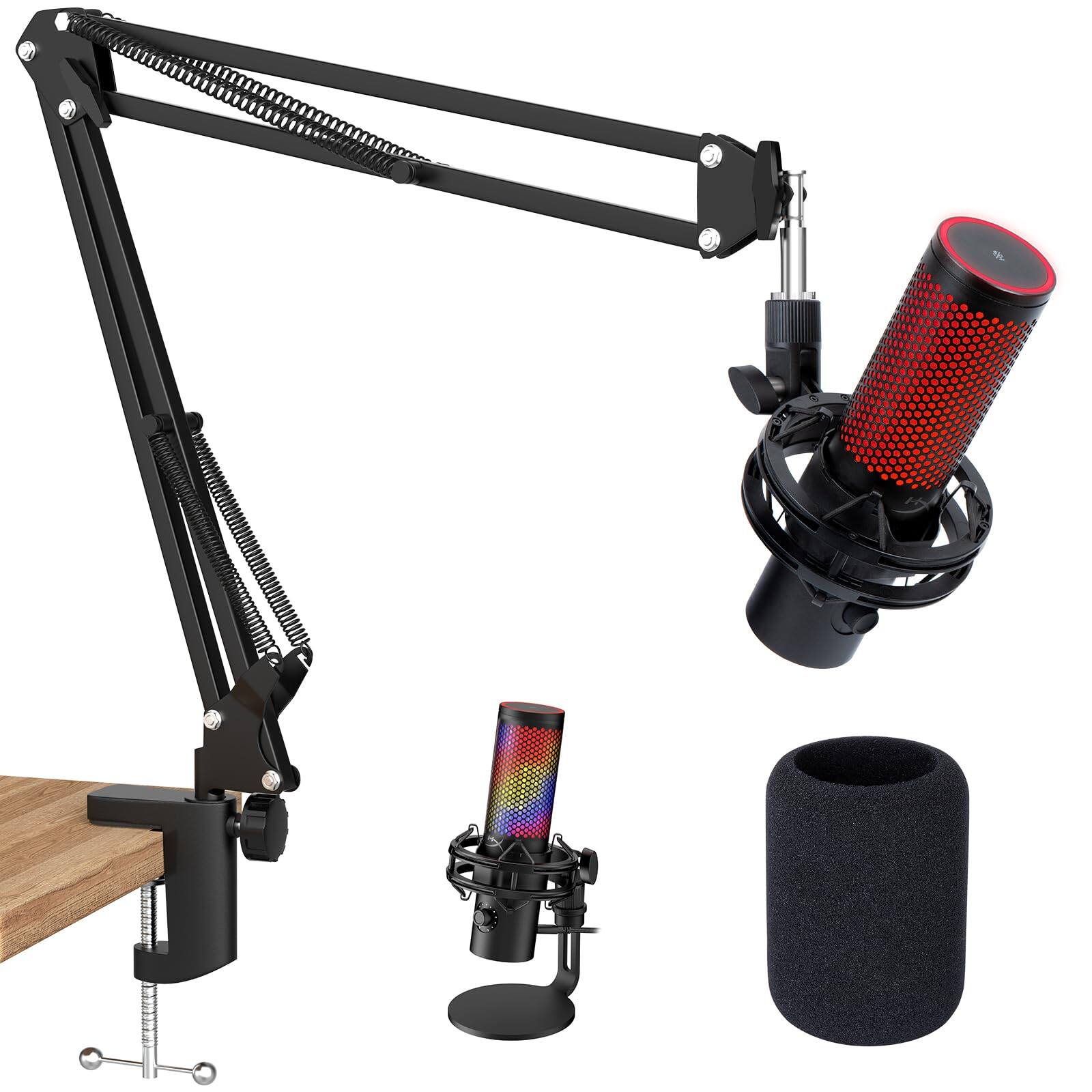Fabibe - Quadcast 2 Boom Arm Mic Microphone For With Pop Filter 3/8" To 5/8" Adapter By Arm
