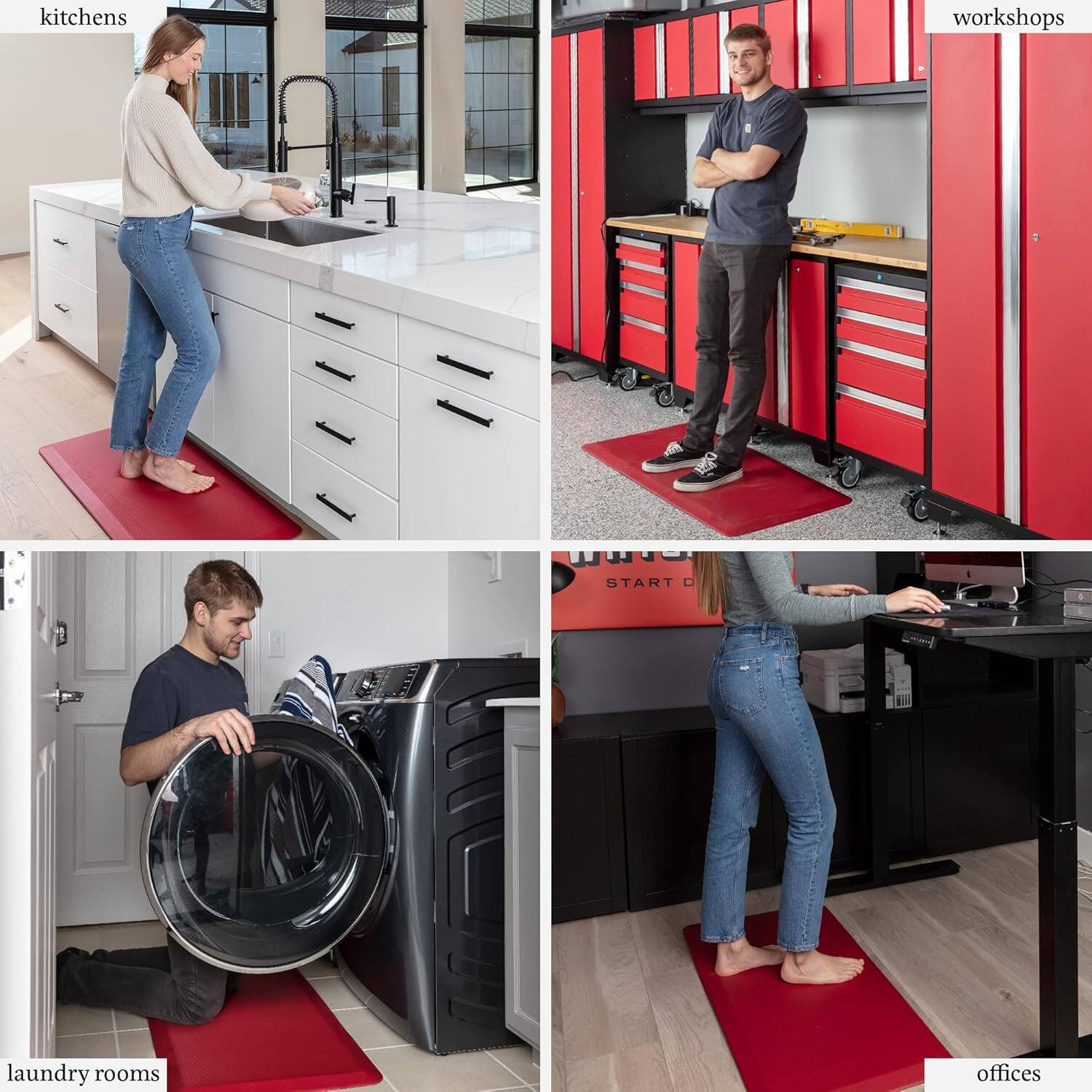 - kitchens
- workshops
- laundry rooms
- offices