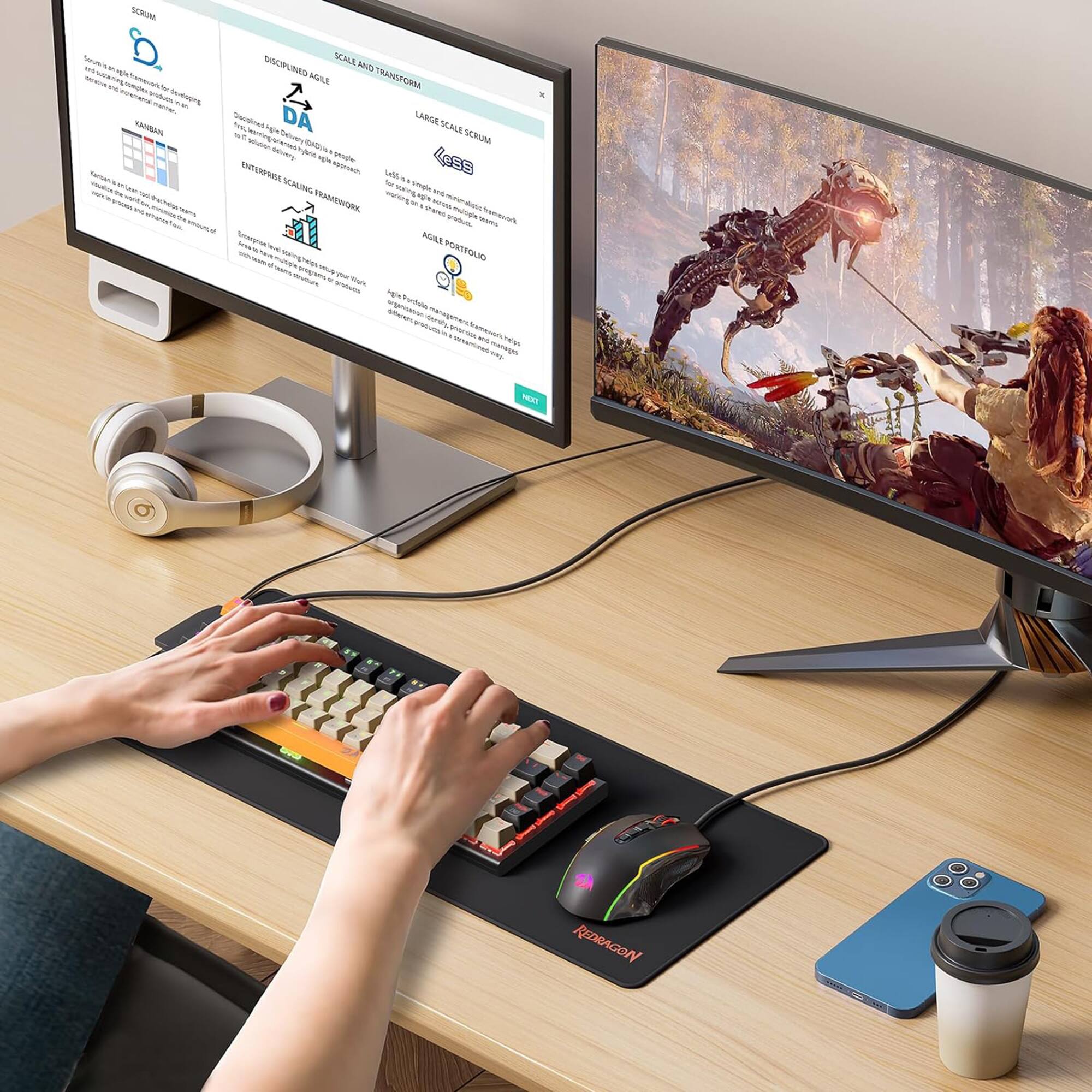 The text on the image reads: "SCRUM DISCIPLINES KAI MU - - TRANSFORM AGAE RM - - nIsTAna u NRSTS mare Secatned DA LARGE USA OE ngs SCALE - Decvary SCRUM aaus TAI - Bva 1 - Agaa ENTM N sn - - - SCALING S smai MG MAOUR ms - s - m - - Fes sas Tndcos unanaTan AIA irus - Secargris MUNS - PONTFGUIG maas Ms Pn ums ma mutus - hga  Ruu unaran PO aG TEaN TAEN."