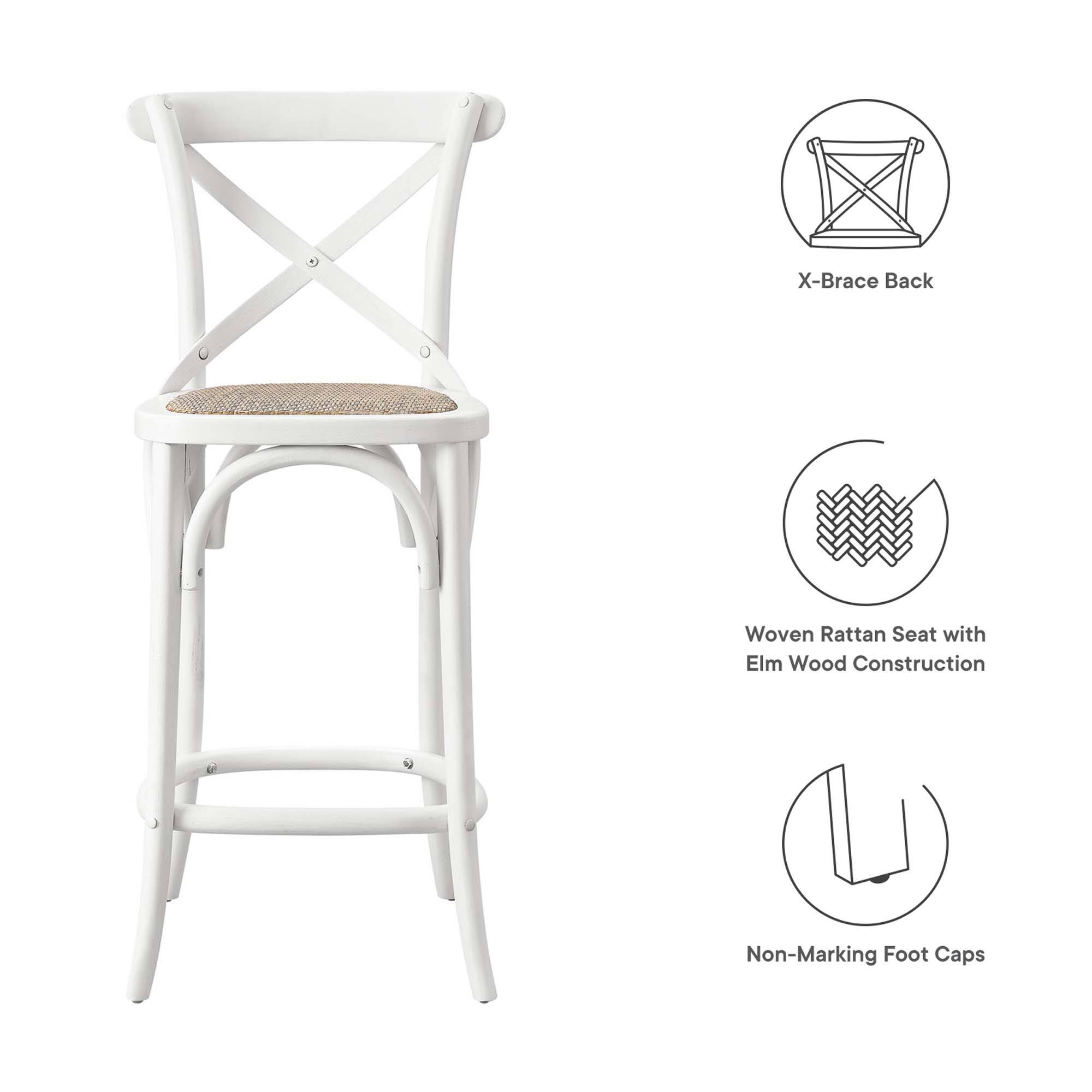 X-Brace Back  
Woven Rattan Seat with Elm Wood Construction  
Non-Marking Foot Caps