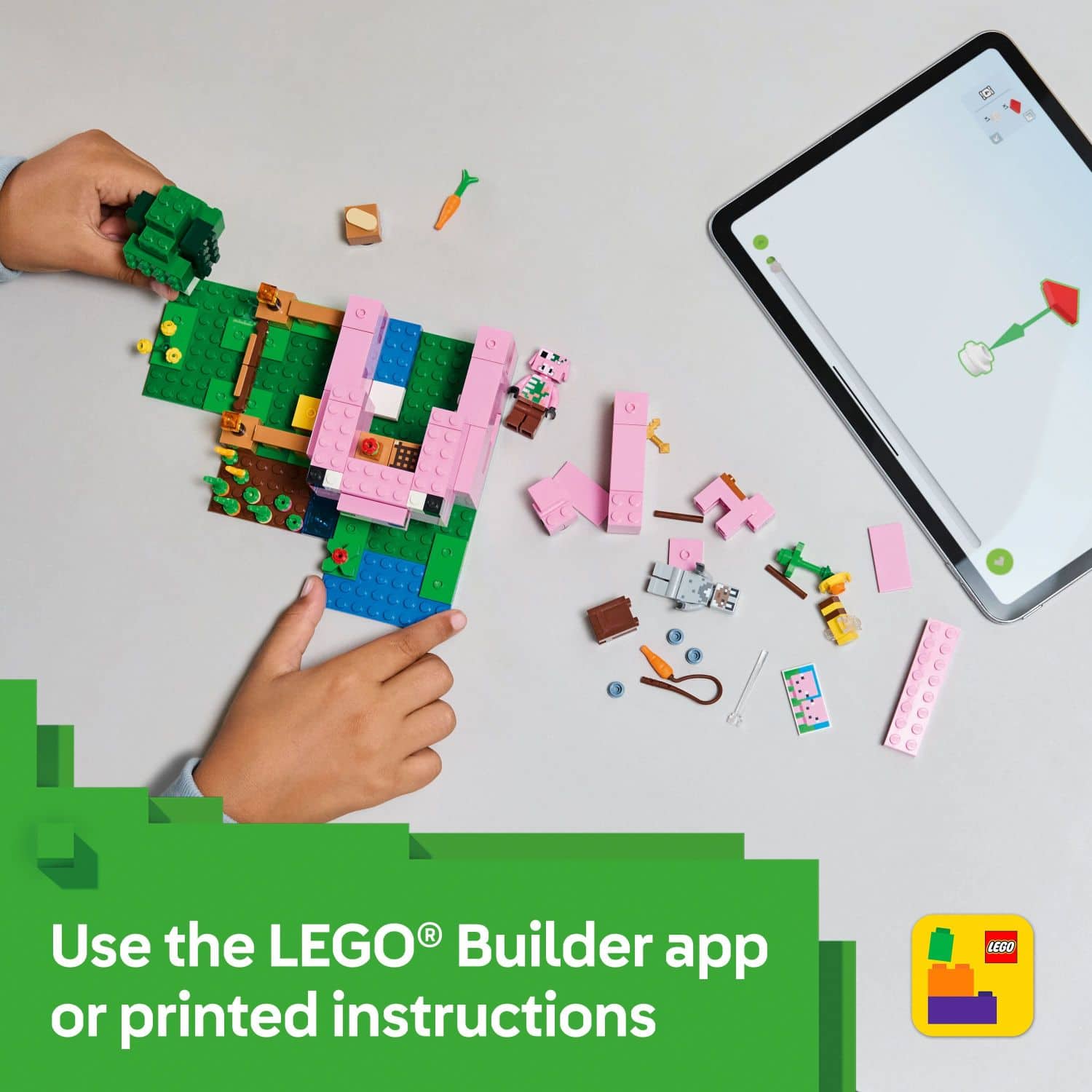 Use the LEGO Builder app or printed instructions.