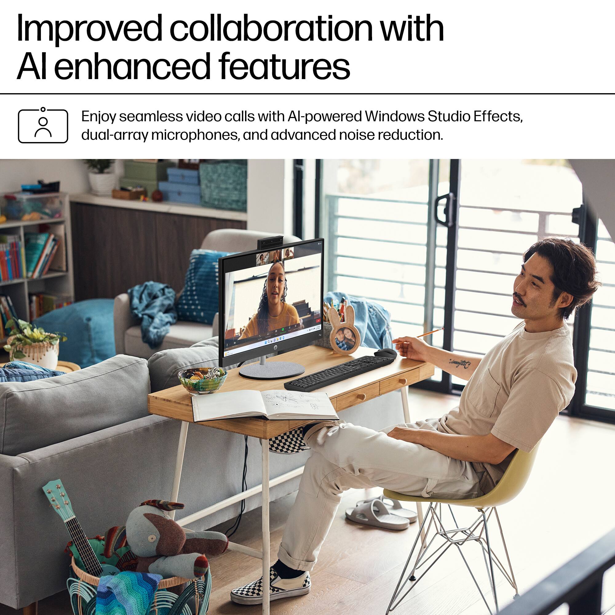 Improved collaboration with AI enhanced features: Enjoy seamless video calls with AI-powered Windows Studio Effects, dual-array microphones, and advanced noise reduction.