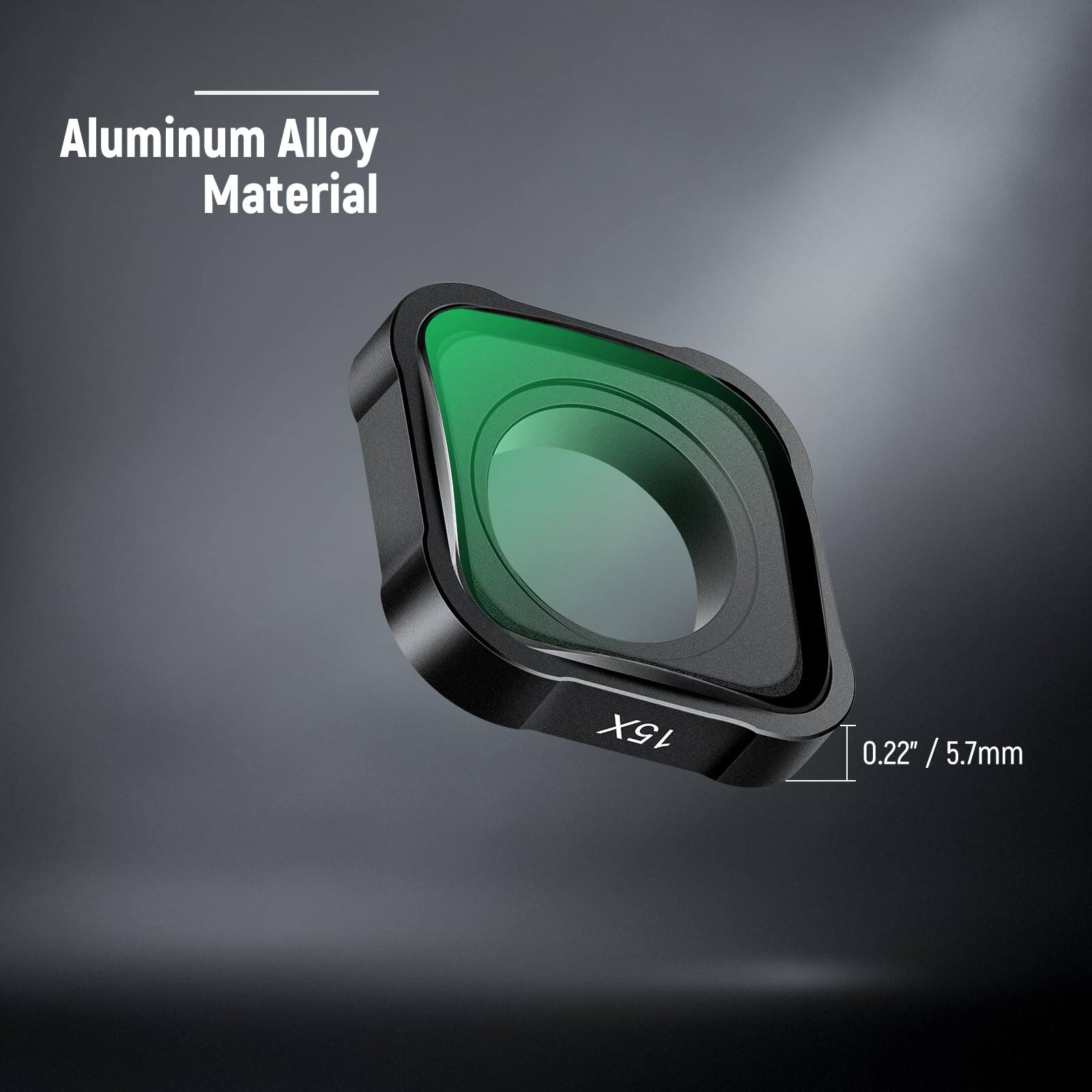 Aluminum Alloy Material  
15X  
0.22" / 5.7mm