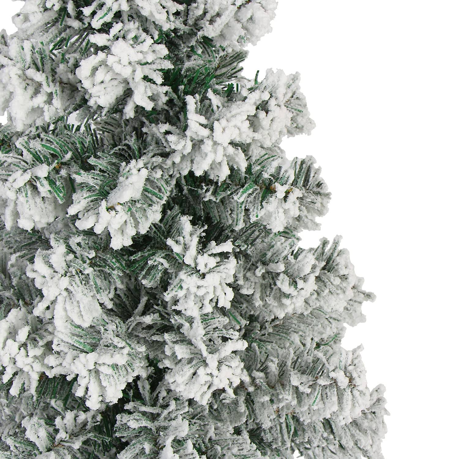 Back. Earthley Blooms - Table Top Artificial Christmas Tree Small Mini Xmas With Flocking Snow Frost And Wooden Stand For Porch - Green Flocking Frost.