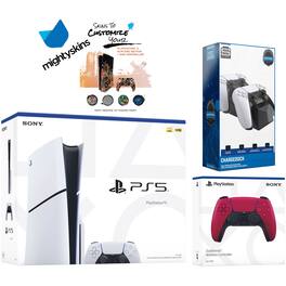 PlayStation 5 Slim Disc with Extra Controller, Dual Charging Dock and MightySkins Decal Voucher - PlayStation 5