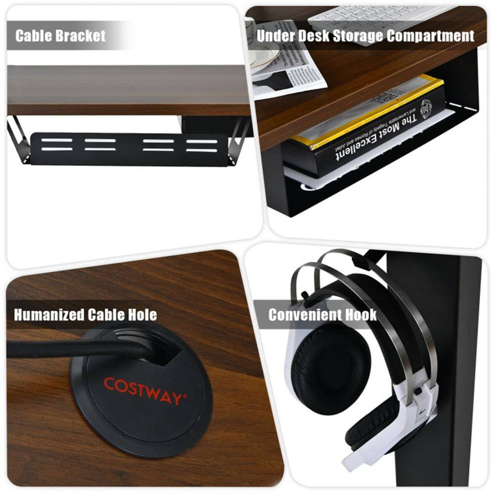 Cable Bracket  
Under Desk Storage Compartment  
Humanized Cable Hole  
Convenient Hook  

COSTWAY