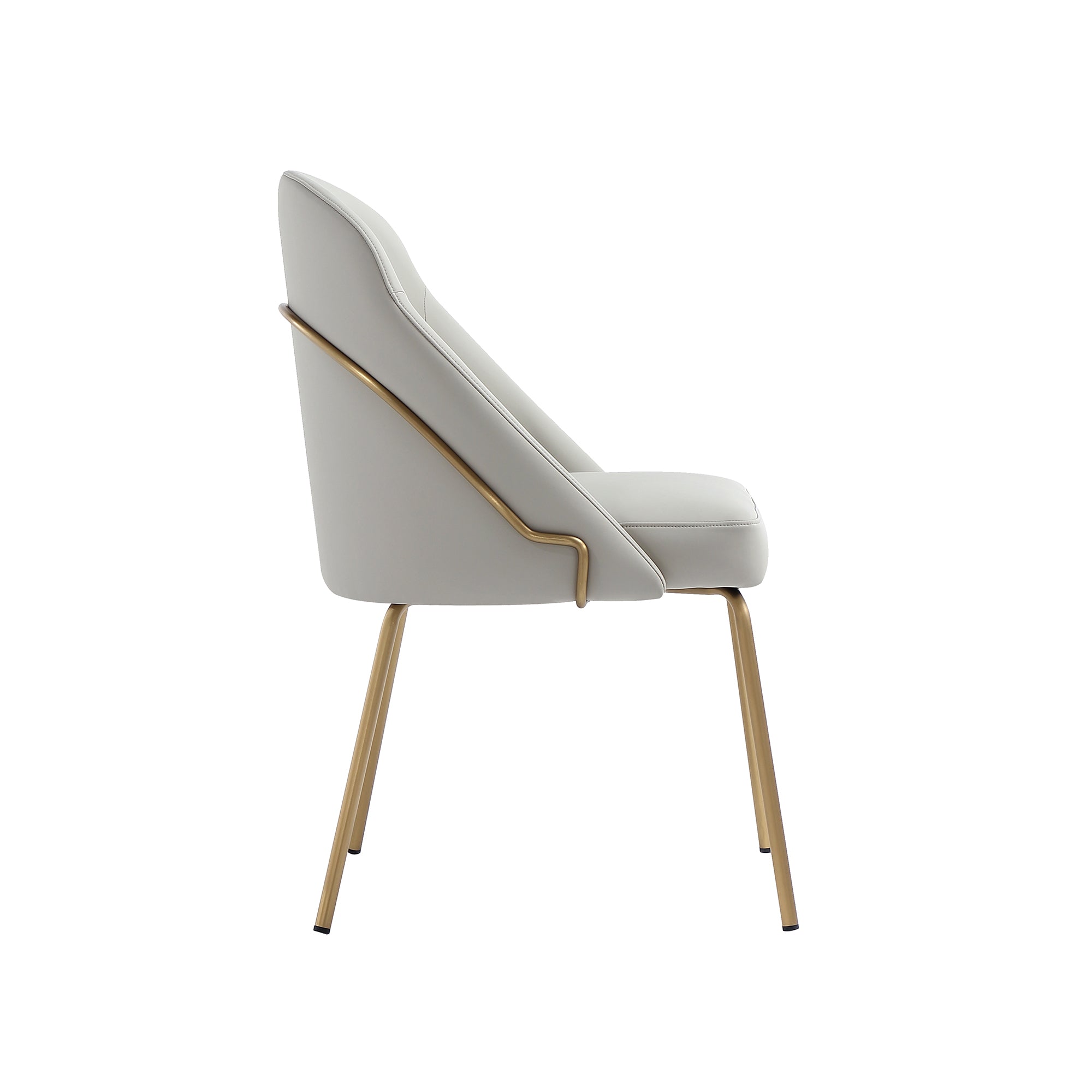 Alt View 3. Manhattan Comfort - Gracie Modern Metal Vegan Leather Dining Chair - Set of 4 - Stone Gray and Gold.