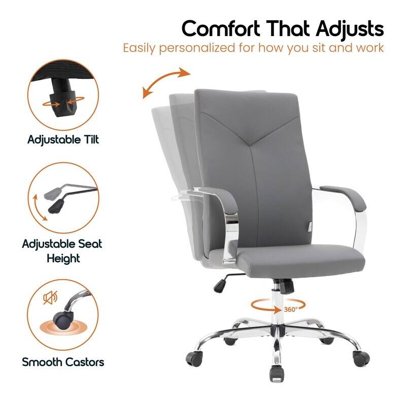 Comfort That Adjusts  
Easily personalized for how you sit and work

- Adjustable Tilt
- Adjustable Seat Height
- Smooth Castors
- 360° Rotation