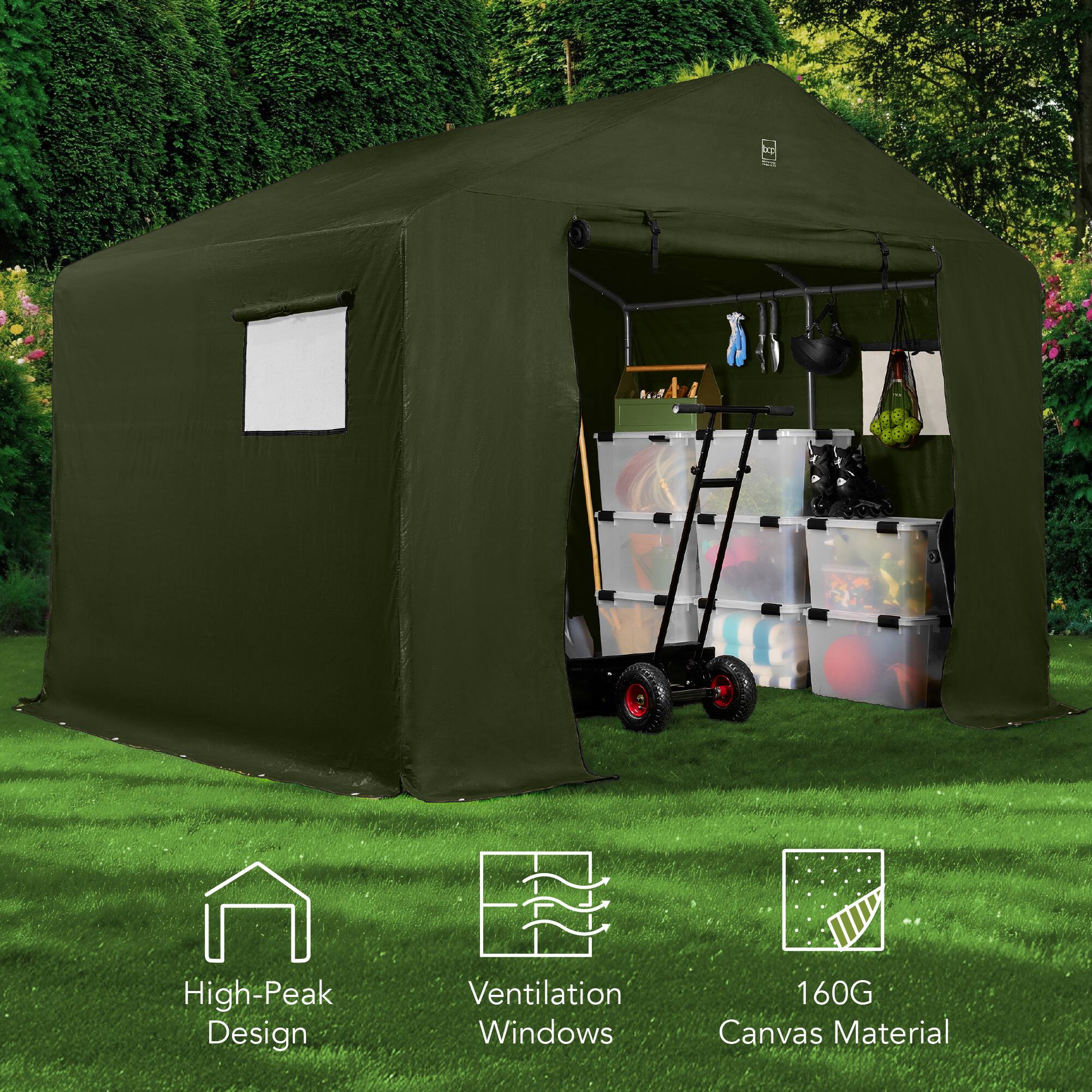 High-Peak Design  
Ventilation Windows  
160G Canvas Material