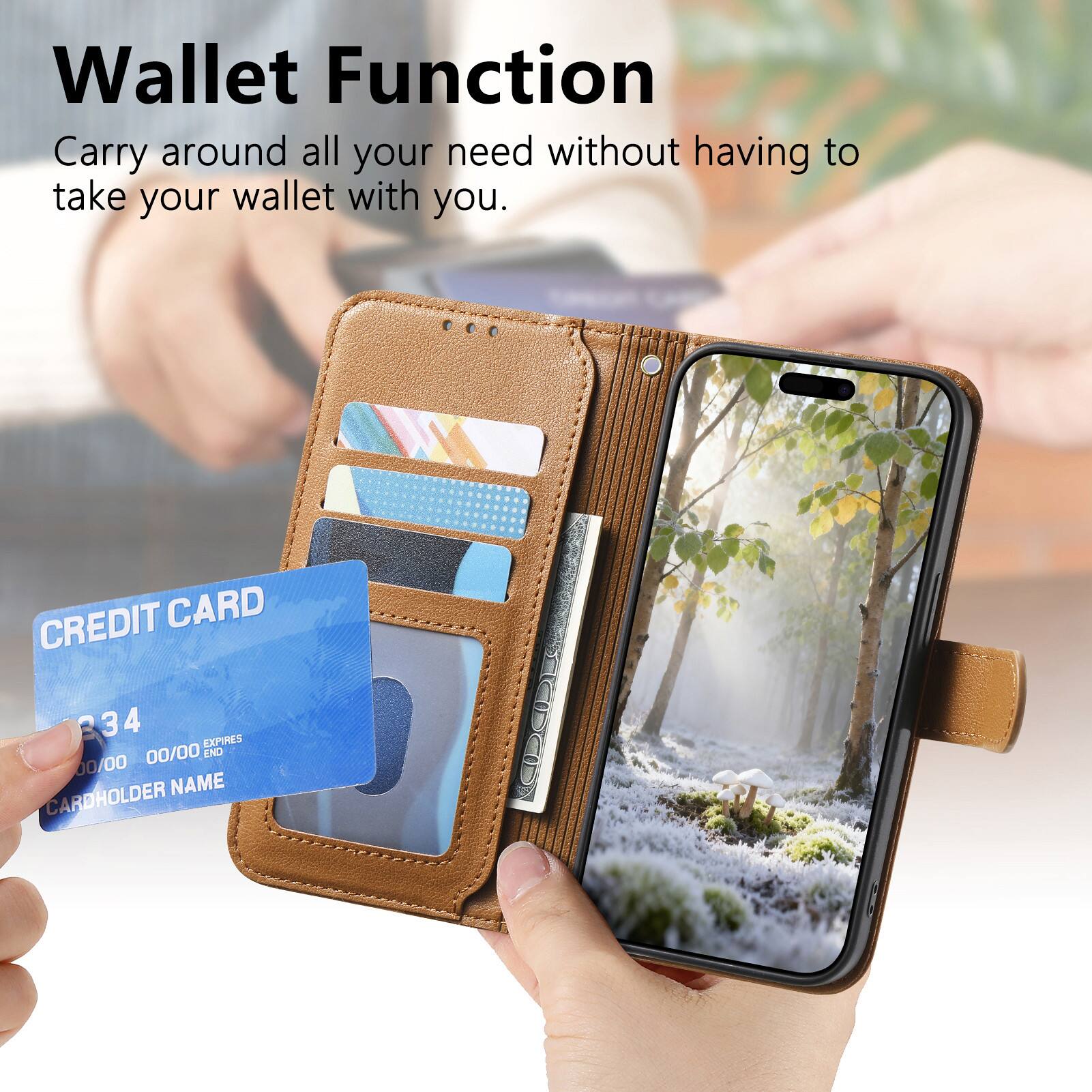 Wallet Function  
Carry around all your need without having to take your wallet with you.  

CREDIT CARD  
334  
EXPIRES 00/00  
END 00/00  
CARDHOLDER NAME