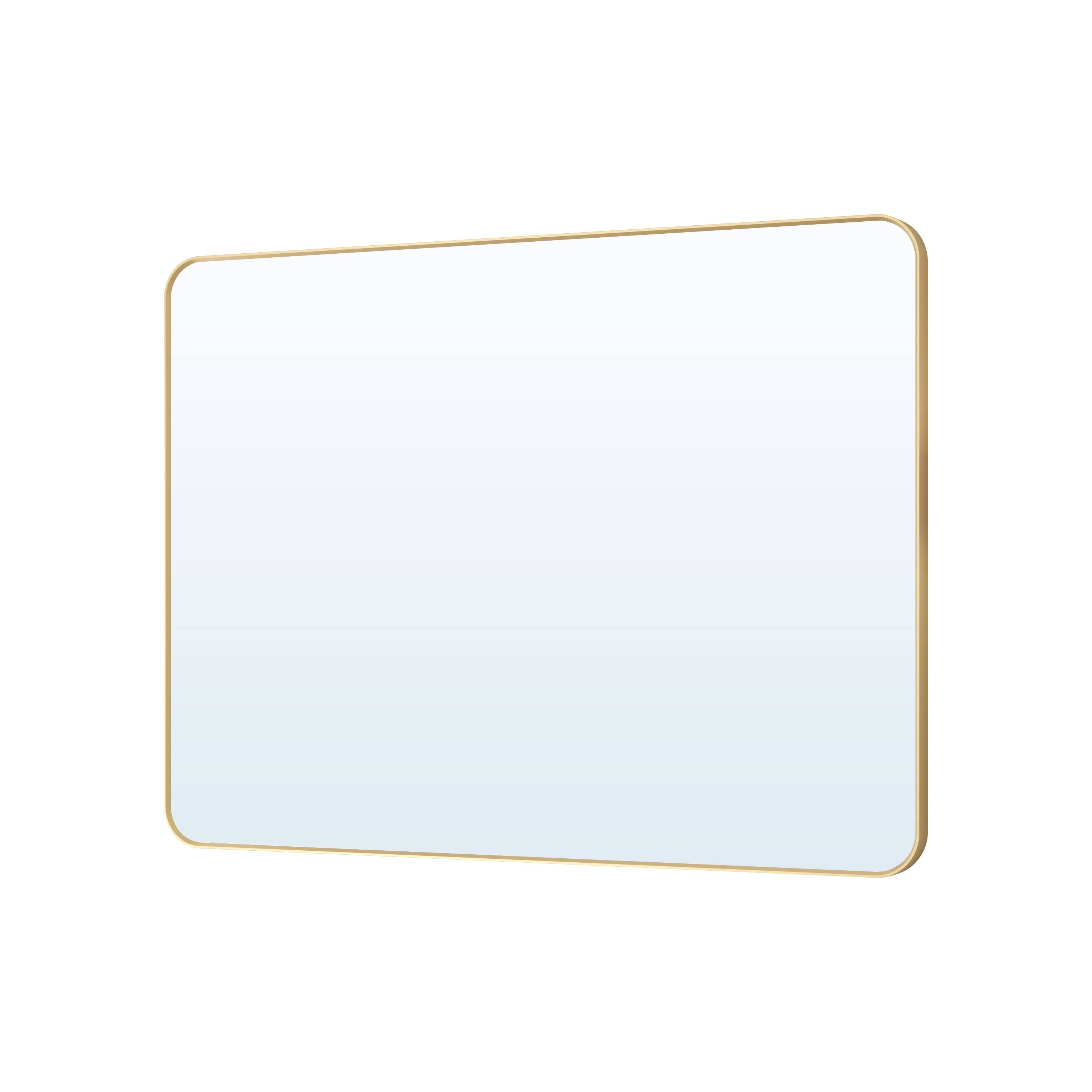 Front. WELLFOR - 48 in. W x 36 in. H Rectangular Aluminum Framed Wall Bathroom Vanity Mirror - Brushed Gold.