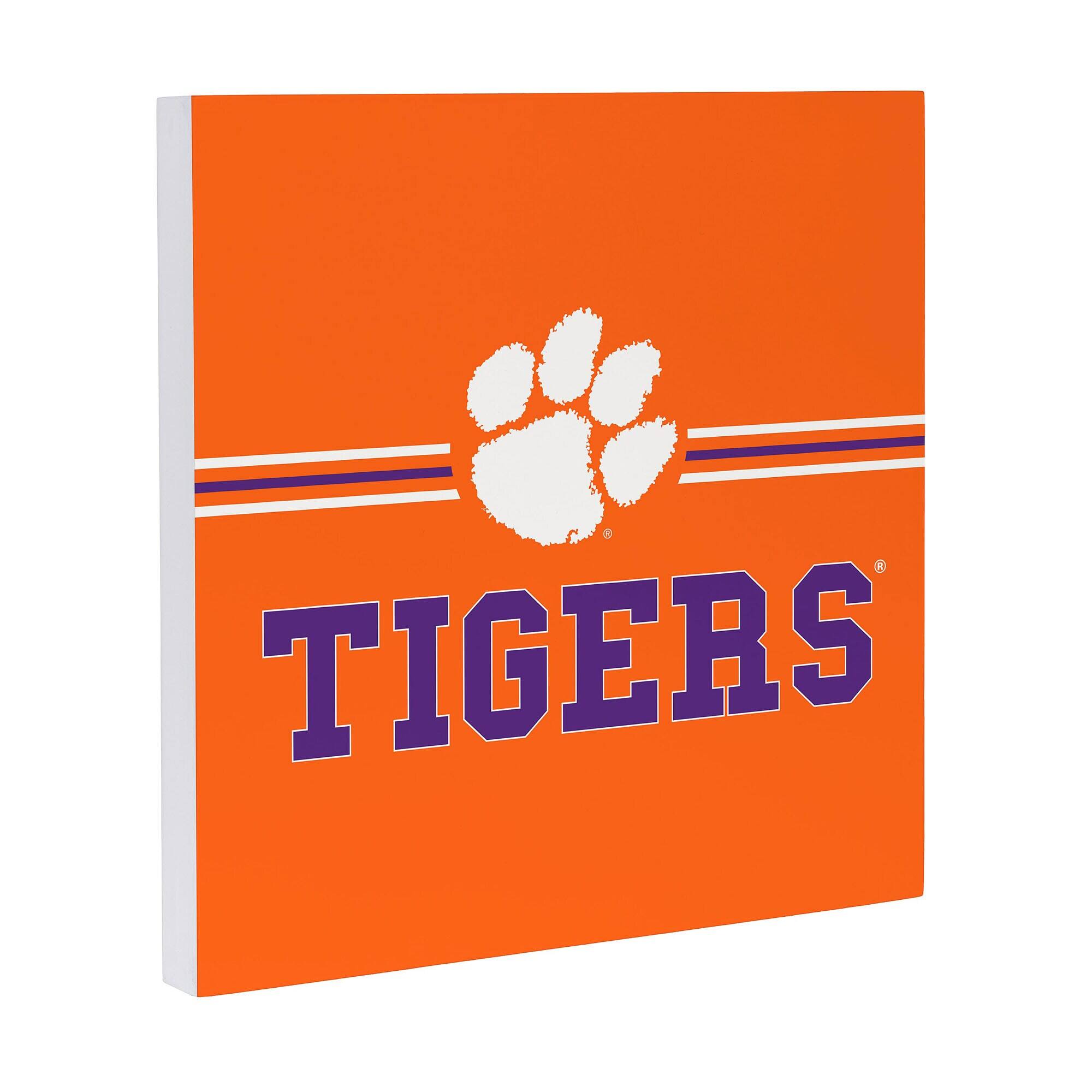 Alt View 1. Evergreen Enterprises - Clemson Tigers 12" x 12" Wood Wall Sign - Multicolor.