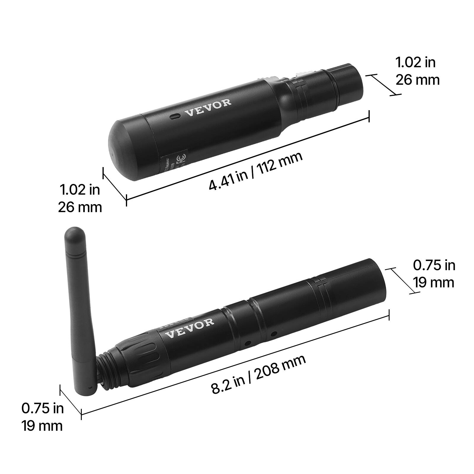 VEVOR

1.02 in / 26 mm

4.41 in / 112 mm

0.75 in / 19 mm

8.2 in / 208 mm