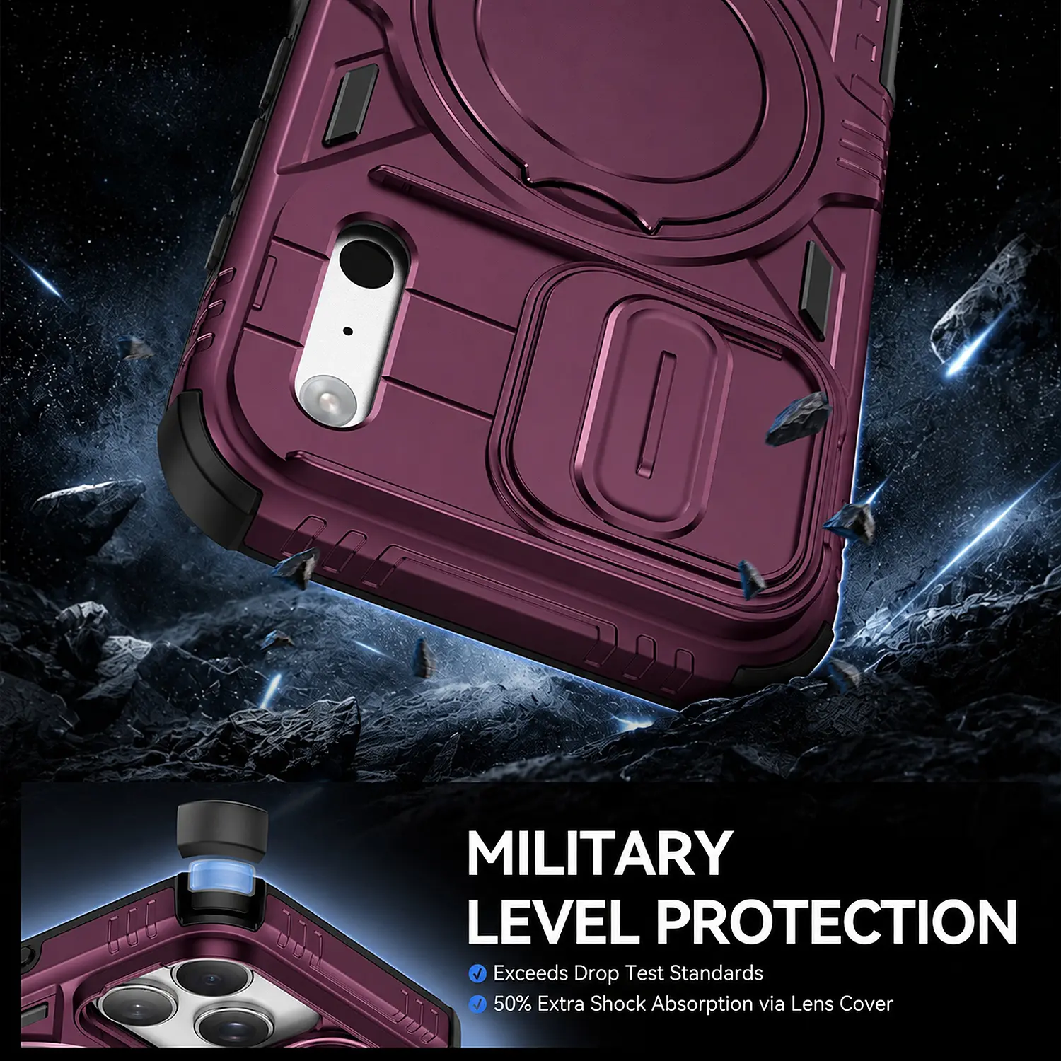 UUCOVER Magnetic Case for iPhone 17 Pro,Shockproof TPU+PC Slide Lens ...
