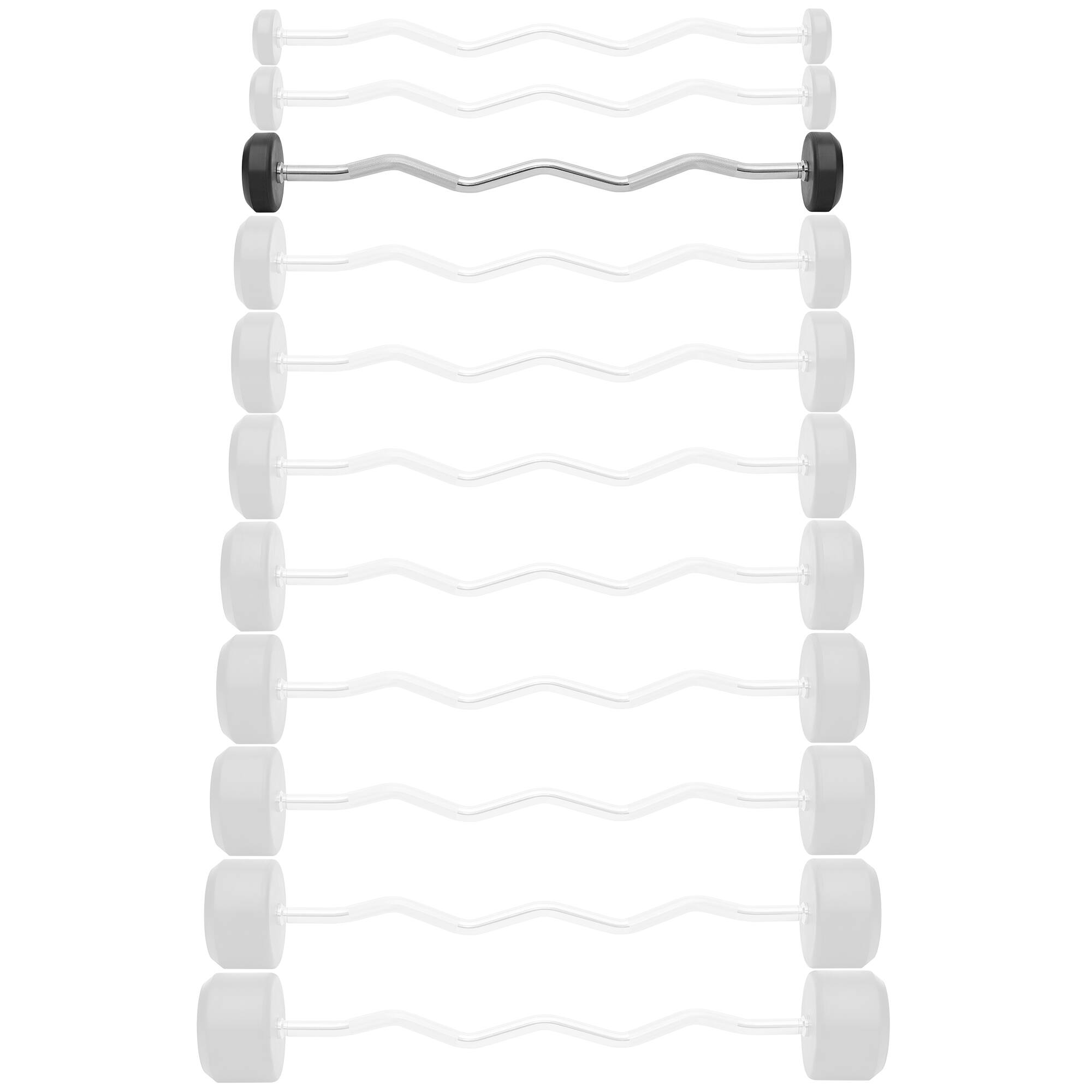 Alt View 1. Philosophy Gym - Rubber Fixed Barbell - Pre-Loaded Weight EZ Curl Bar for Weightlifting - Black.