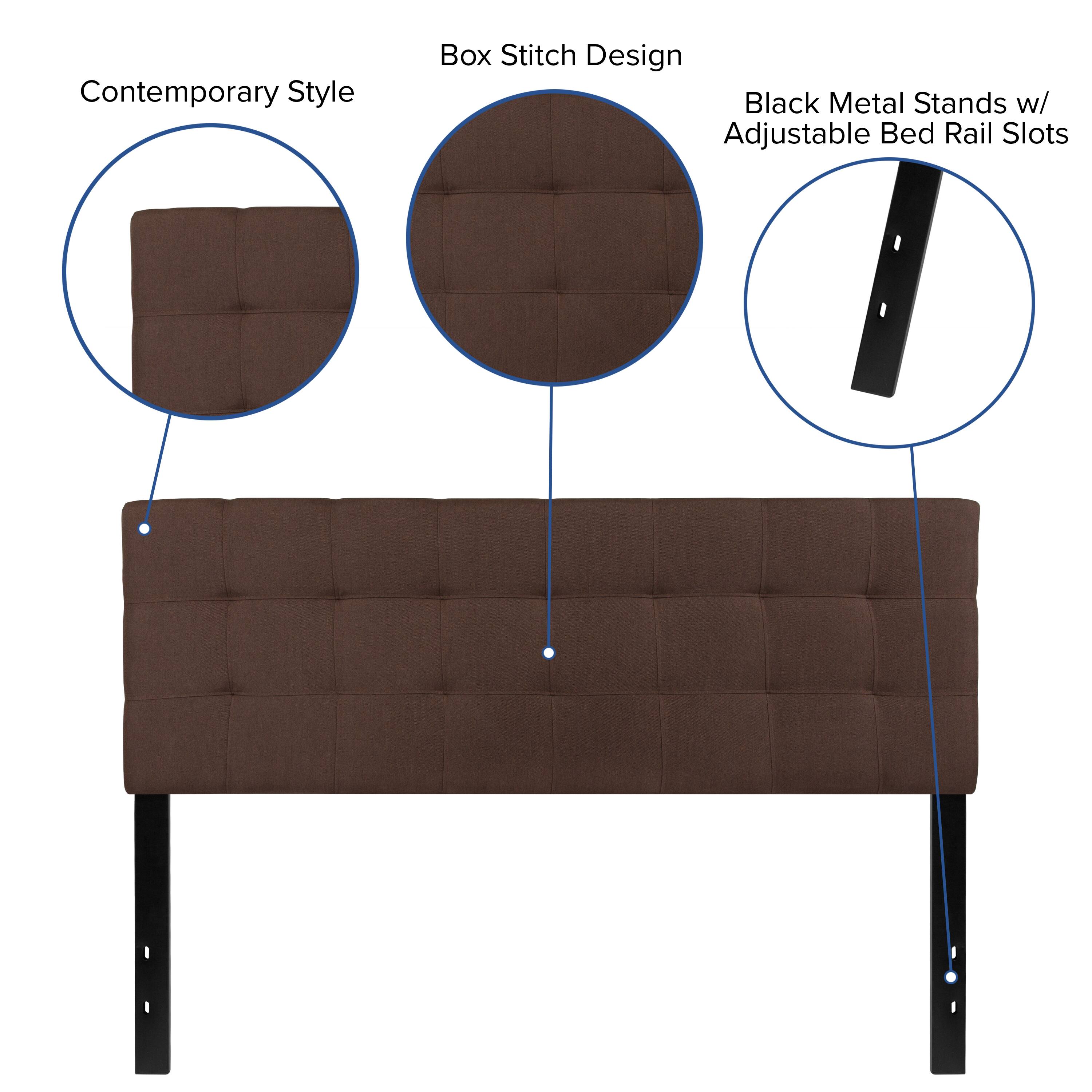 Contemporary Style Box Stitch Design Black Metal Stands w/ Adjustable Bed Rail Slots