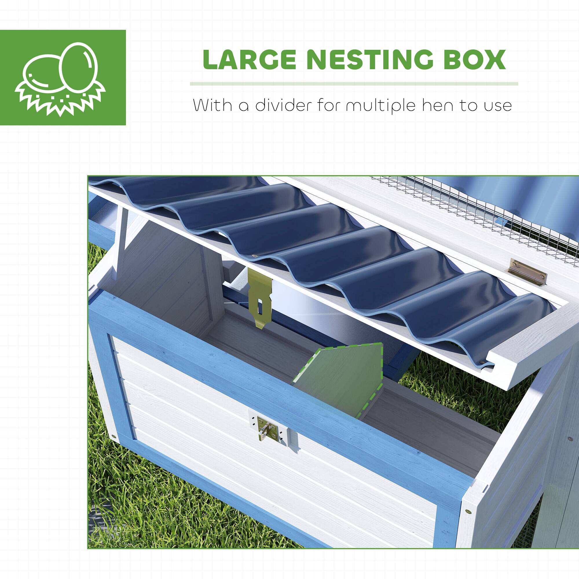 LARGE NESTING BOX  
With a divider for multiple hens to use