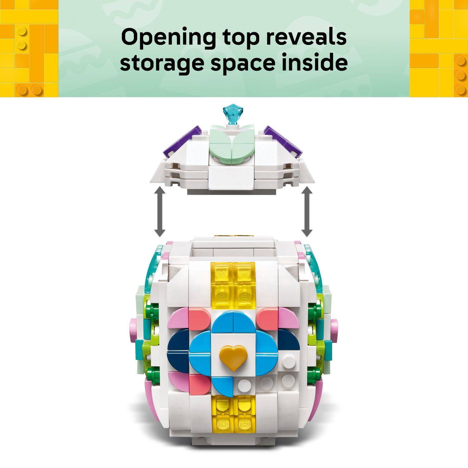 Opening top reveals storage space inside