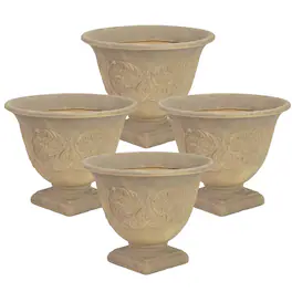Sunnydaze - 13 in Darcy Polyresin Planter - Set of 4 - Beige