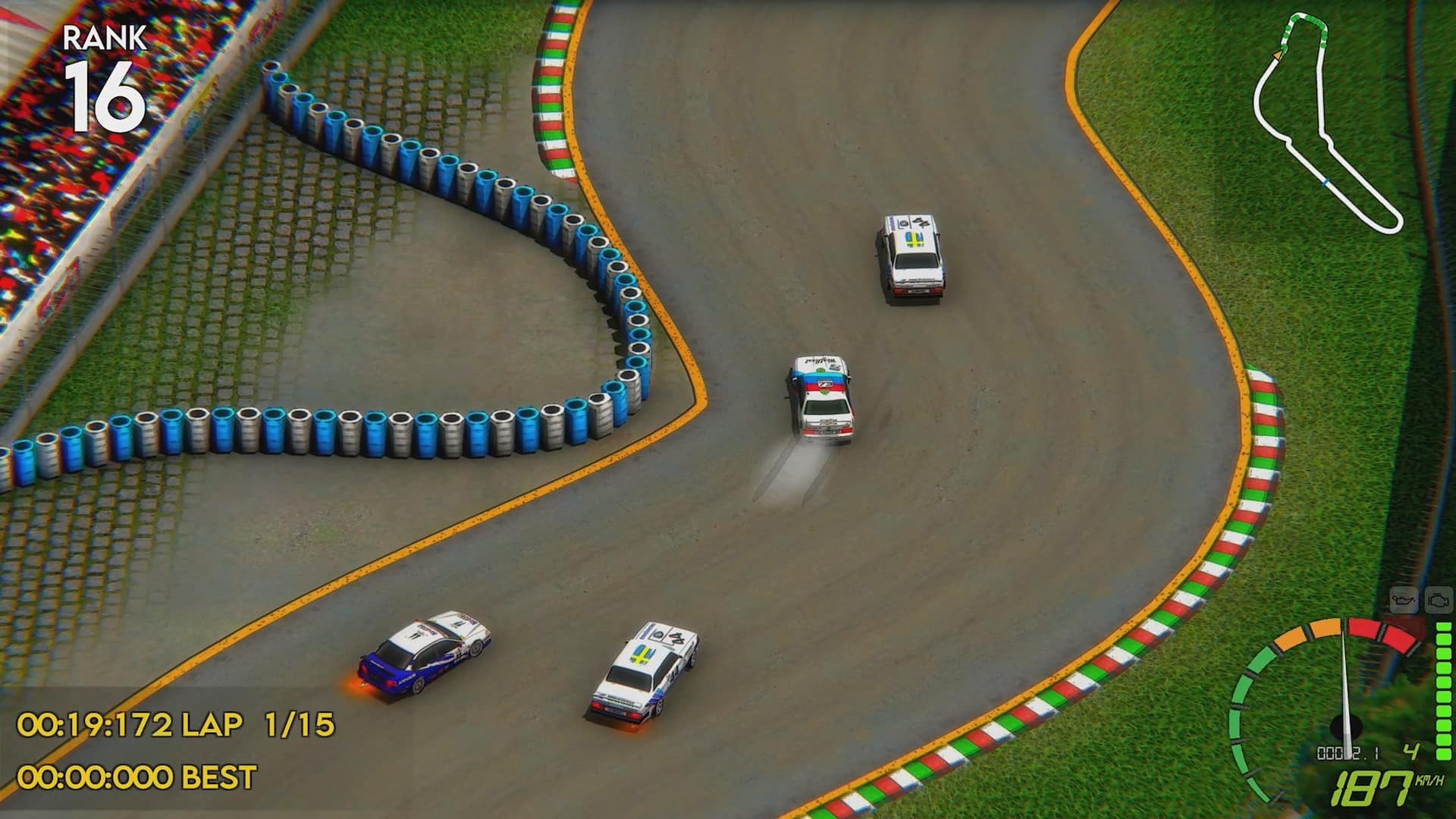 Rank 16, 00:19:172, Lap 1/15, 00:00:000, Best 00:01:2.