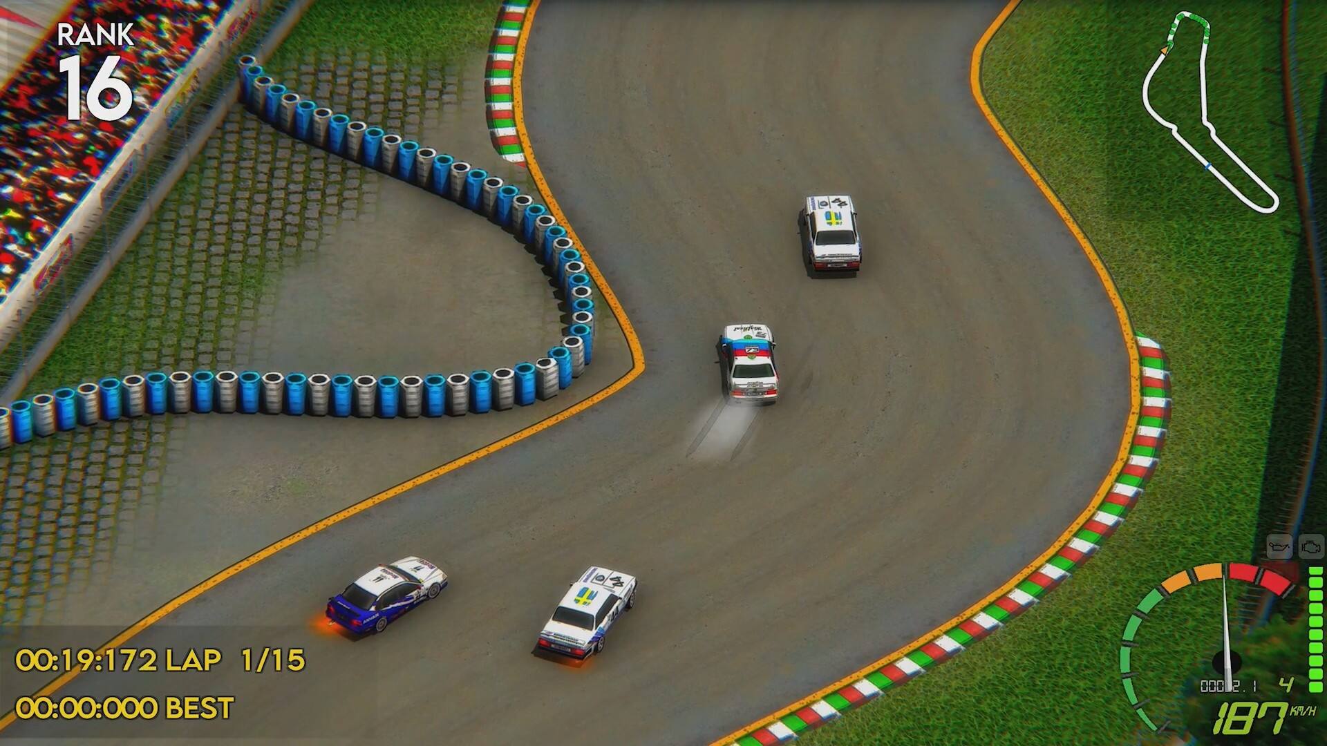 Rank 16, 00:19:172, Lap 1/15, 00:00:000, Best 00:01:2.