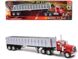 Kenworth W900 Frameless Dump Truck "Long Haul Trucker" Series 1/32 Diecast Model by New Ray - Red And Chrome