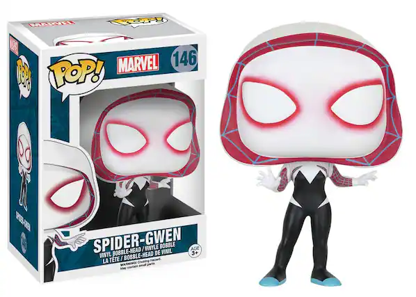 MARVEL POP! MARVEL 146 SPIDER-GWEN BOBBLE-HEAD / VINYLE DE BOBBLE VINIL AGE 3+ VINYL BOBBLE-HEAD LA TETE / Hazard. WARNING! Choking small parts. May contain