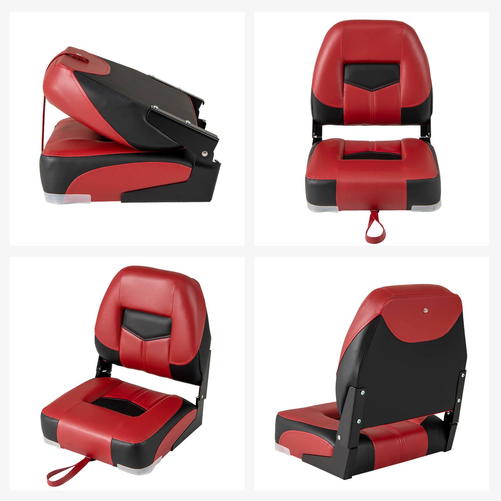 Alt View 10. Costway - Costway Set of 2 Low Back Boat Seat Folding Fishing Boat Seat Stainless Steel Screws Included - Red.