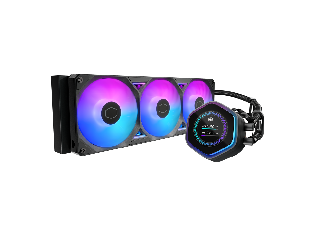 Cooler Master - Atmos II 360 LCD AIO, Dual Pump, 400mm Tubing, ARGB PWM, AM5/LGA 1851 - Black
