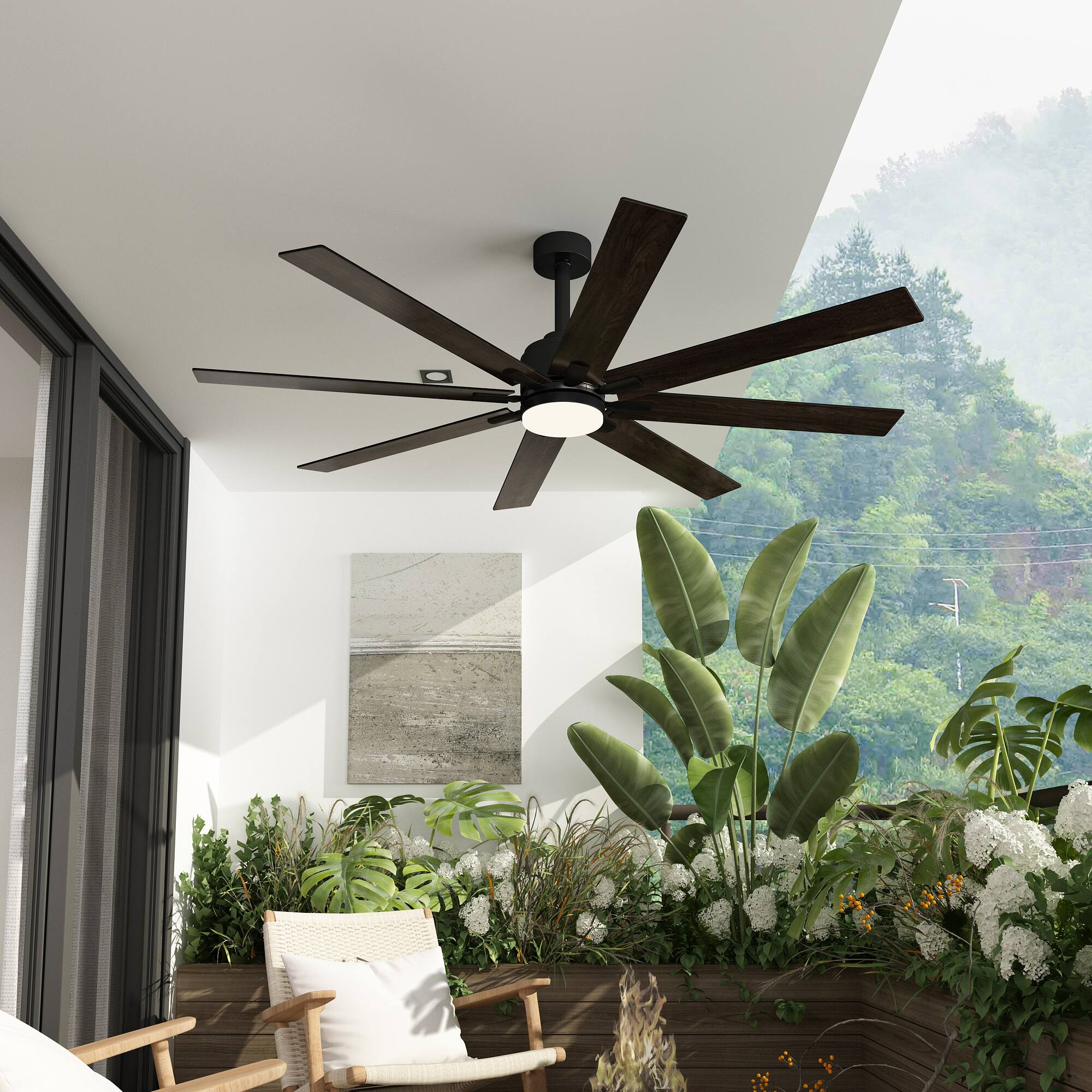 Alt View 2. Famapy - Famapy 8 - Blade Ceiling Fan: LED Light, Reversible & 6 - Speed Quiet - Black.