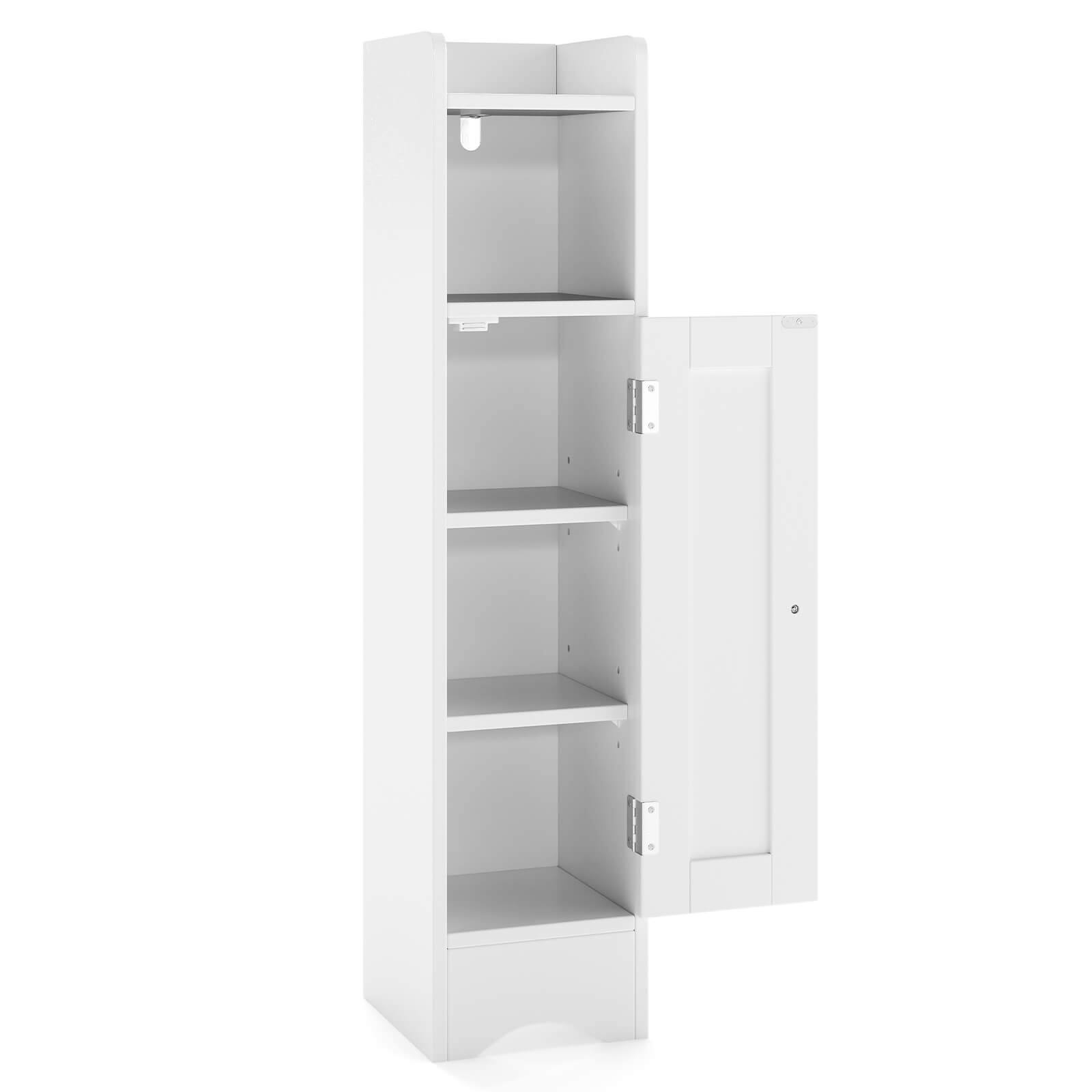 Costway - Bathroom Storage Cabinet with Door Toilet Paper Holder Stand for Small Spaces - White price history on PriceWatchPro