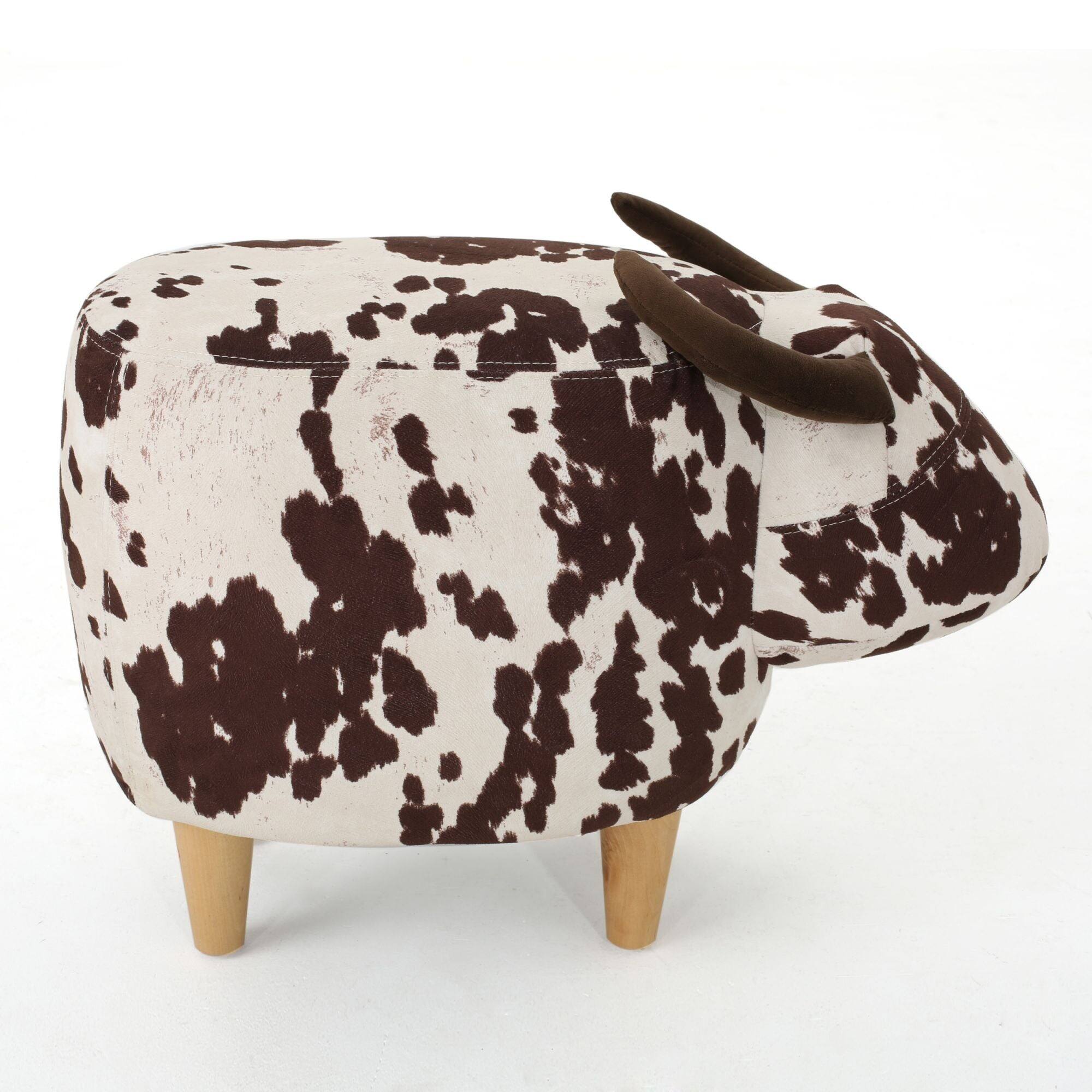 Alt View 7. Boyel Living - Modern Accent Stool Home Decor Brown and White Cow-Shaped Ottoman for Living Room. Bedroom. Porch - Brown and White.