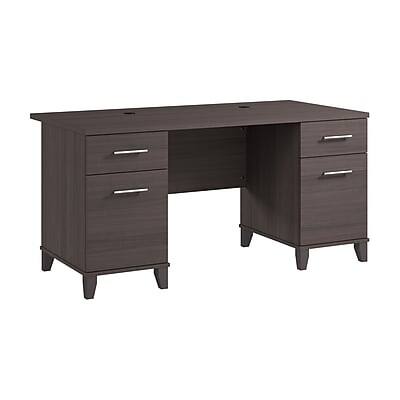 Front. Bush Home - 60"W Office Computer Desk with Drawers(WC81528K) - Storm Gray.