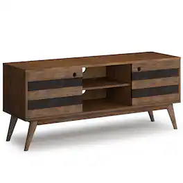 Simpli Home - Clarkson SOLID ACACIA WOOD Low TV Stand For TVs up to 65 inches - Rustic Natural Aged Brown