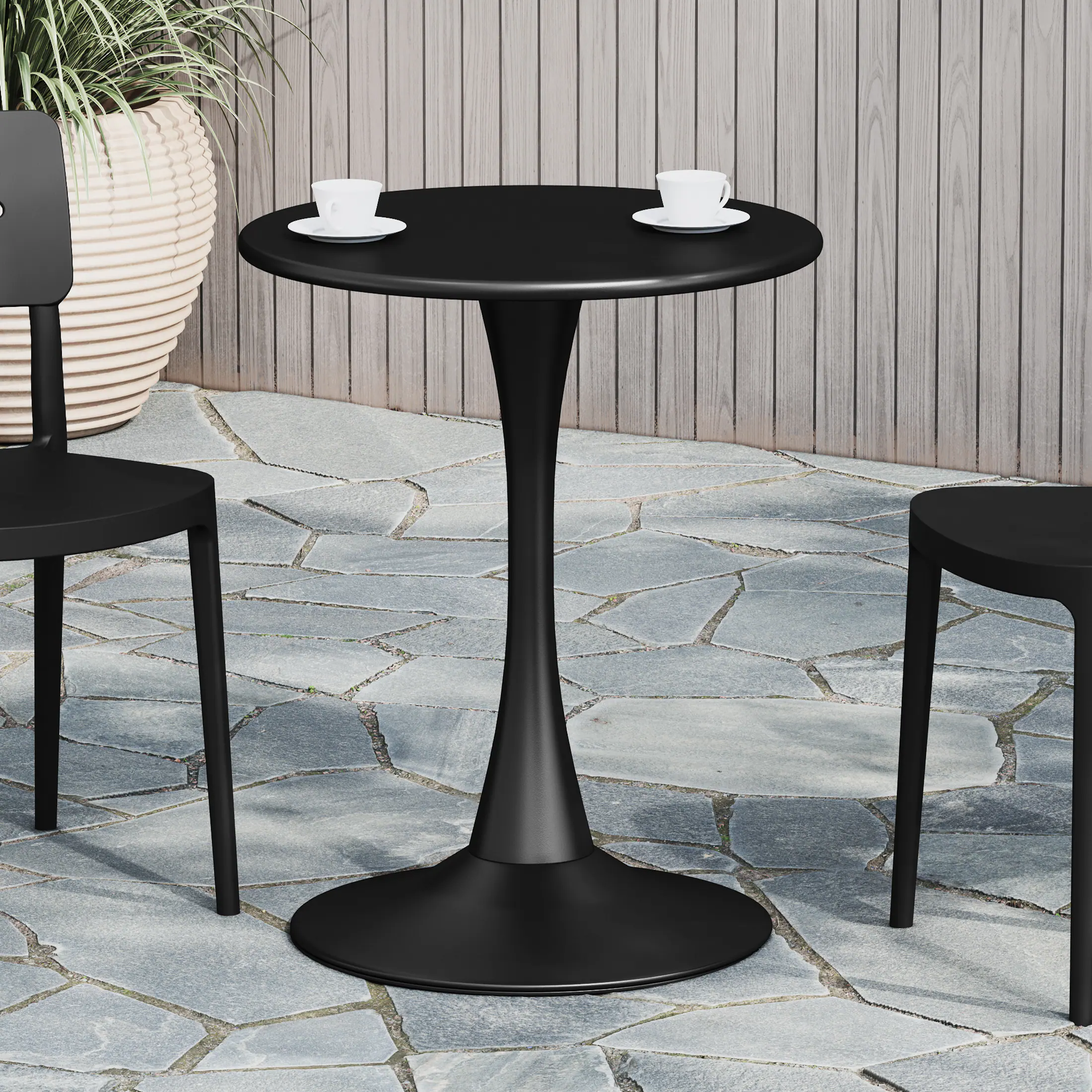 Angle. WestinTrends - WestinTrends Playa 23.5" Round Outdoor Indoor Metal Cocktail Dining Table - Black.