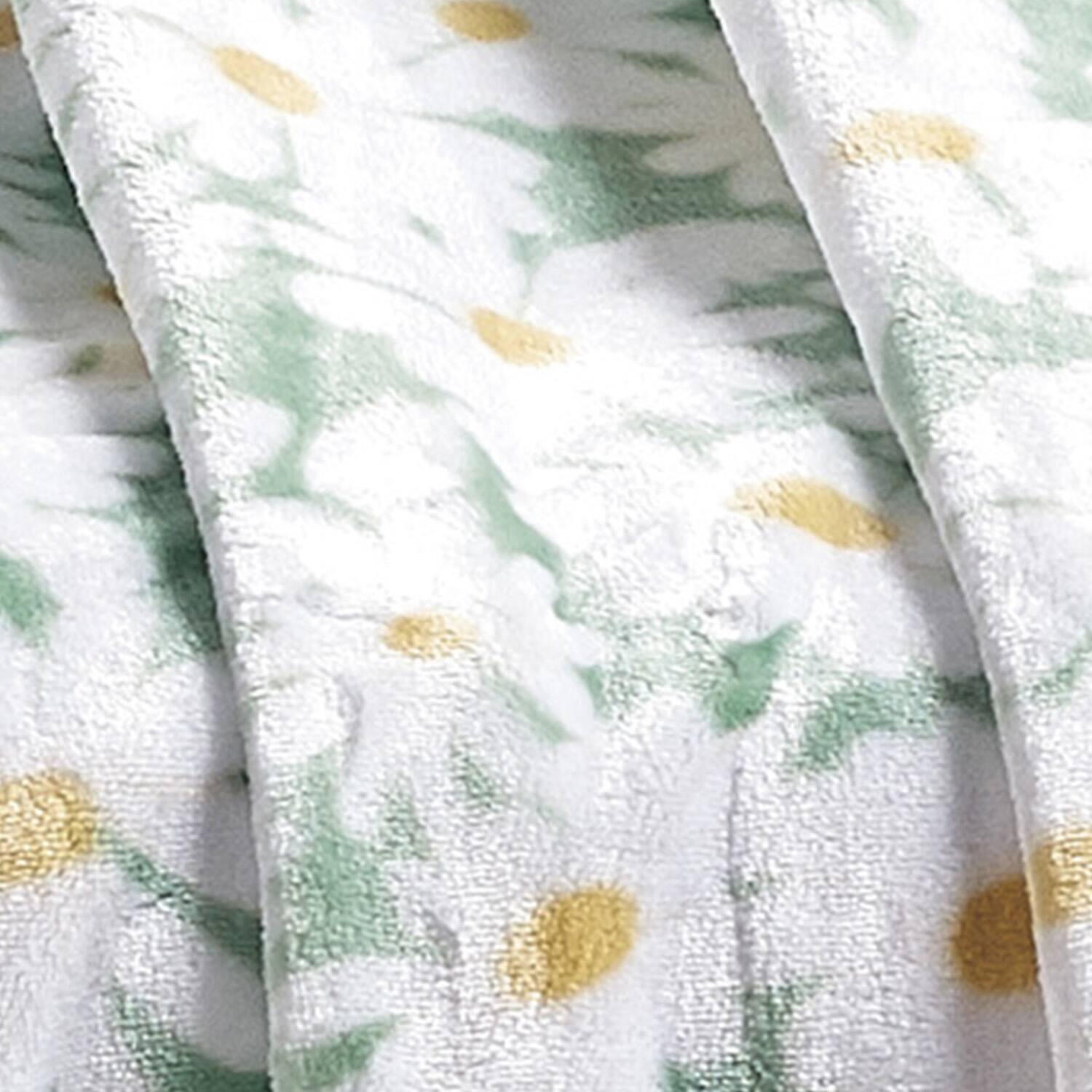 Back. Plazatex - Plazatex 100% Polyester Delightful Daisies Floral Oversized Throw Blanket 60" x 70" White - White.