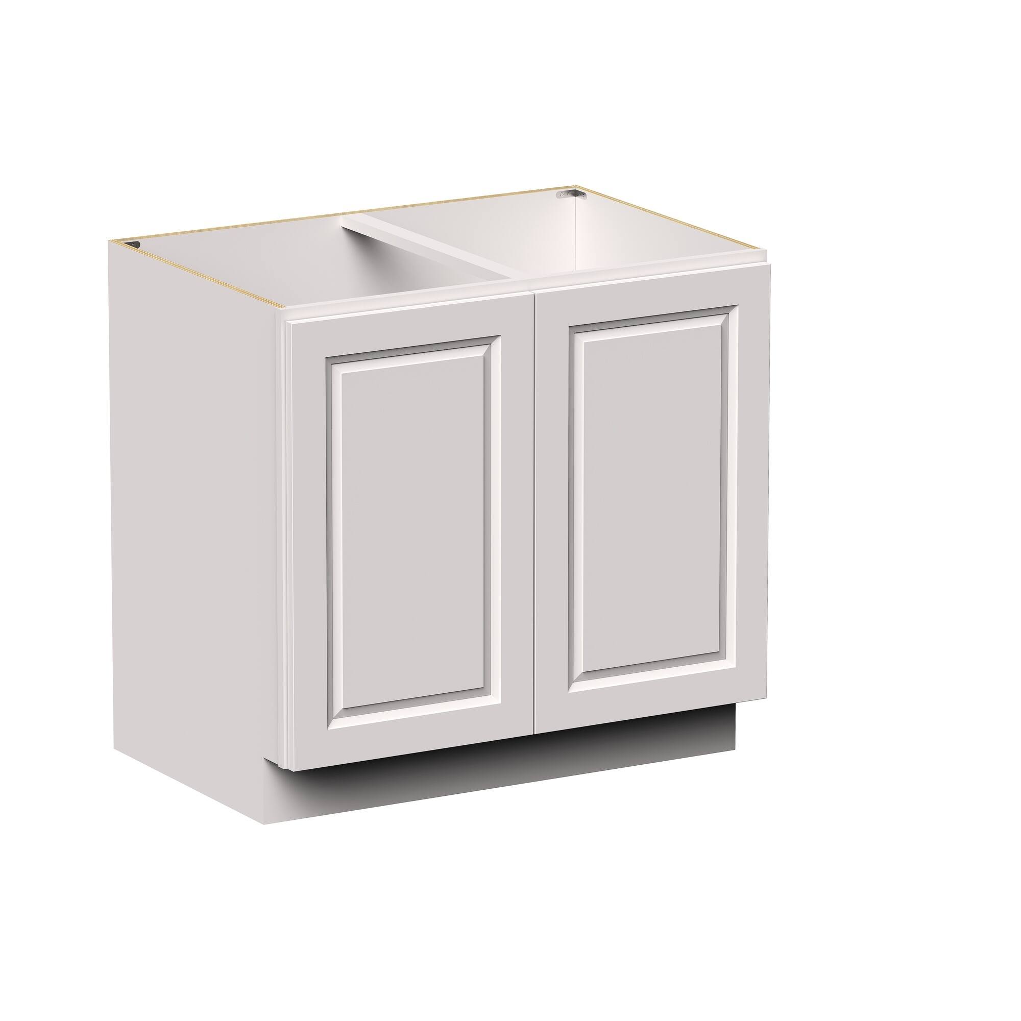 Angle. Boyel Living - 36-in W x 34.5-in H x 24-in D Shaker Full-Height Door Kitchen Base Cabinet with Soft-Close Hinges - Glacier White.