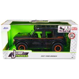 Jada - 2021 Ford Bronco and Roof Rack "Addictive Desert Designs" "Just Trucks" Series 1/24 - Matt Black with Orange Stripes