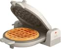 Front. Bella - Fits-anywhere Kitchenware: Flip & Store Belgian Waffle Maker - Oatmilk.