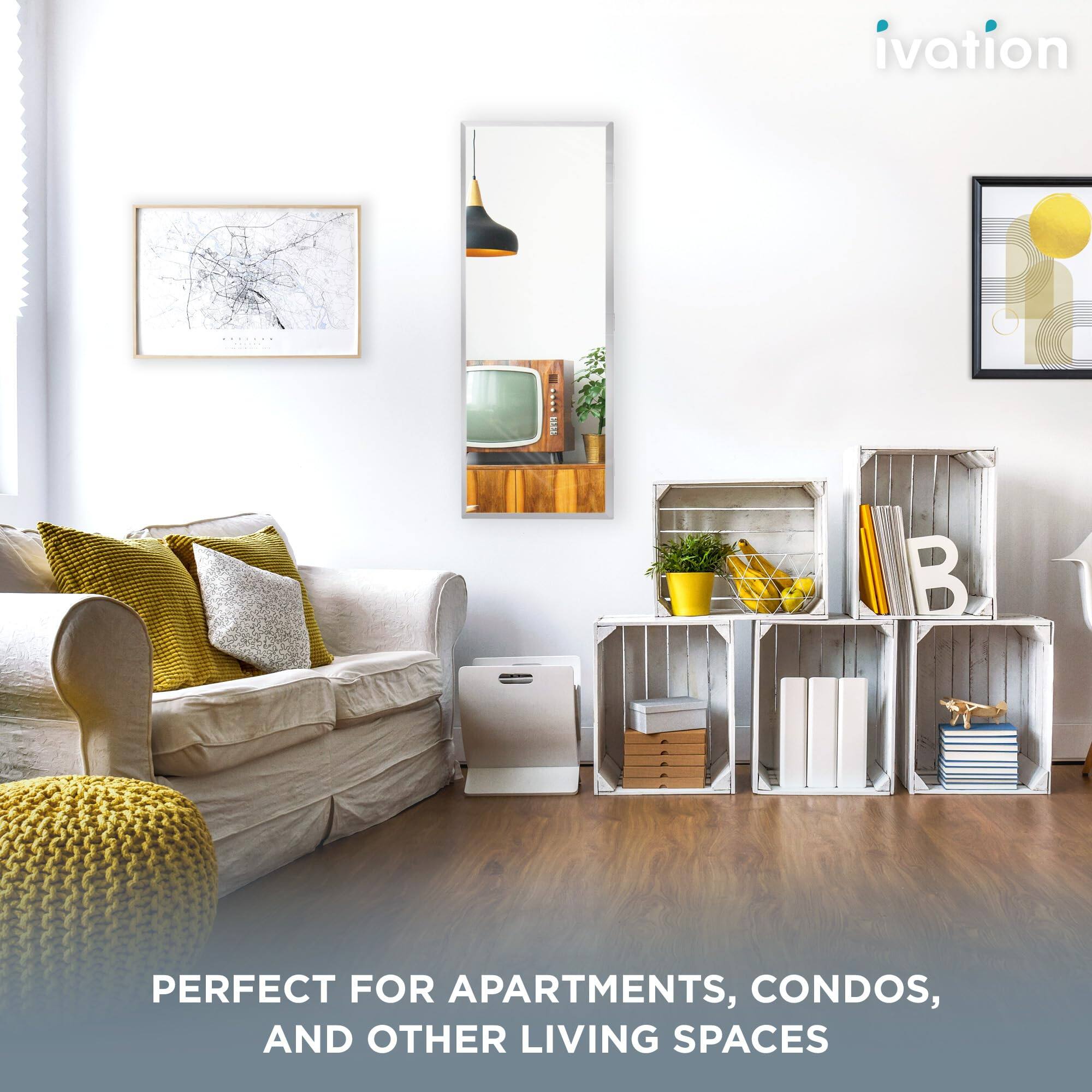 Alt View 5. Ivation - Ivation Ironing Board, Wall Mounted Ironing Board Cabinet with Full Mirror & Easy-Release Lever - White.