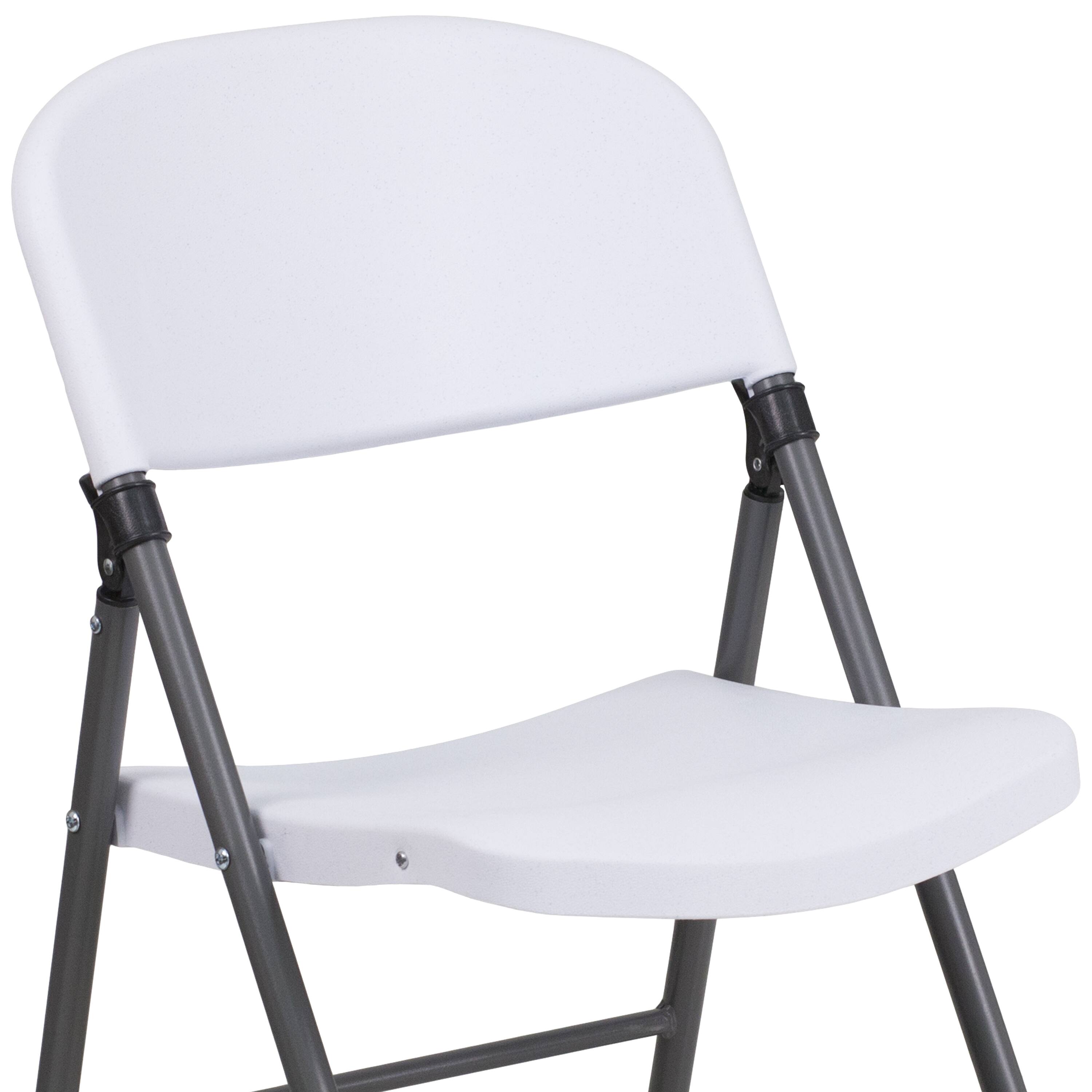 Alt View 9. Emma + Oliver - 2 Pack Home & Office 330 lb. Capacity Foldable Plastic Chair - Granite White.