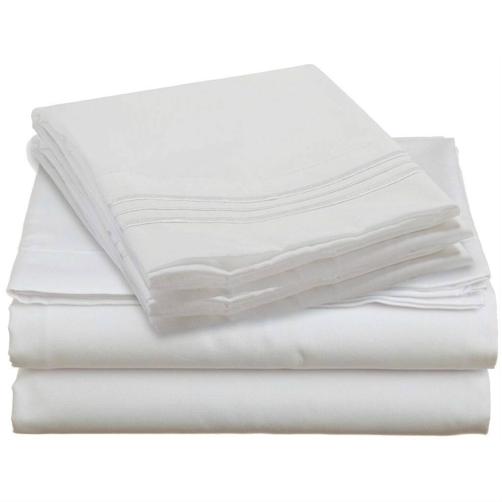 Front. Hivvago - King size 4-piece Silky Soft Microfiber Sheet Set in White - White.