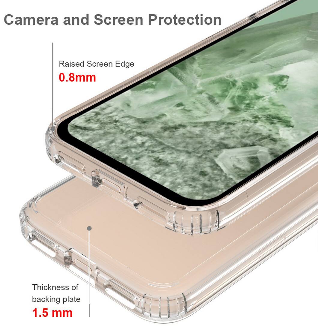 Camera and Screen Protection

Raised Screen Edge 0.8mm

Thickness of backing plate 1.5 mm