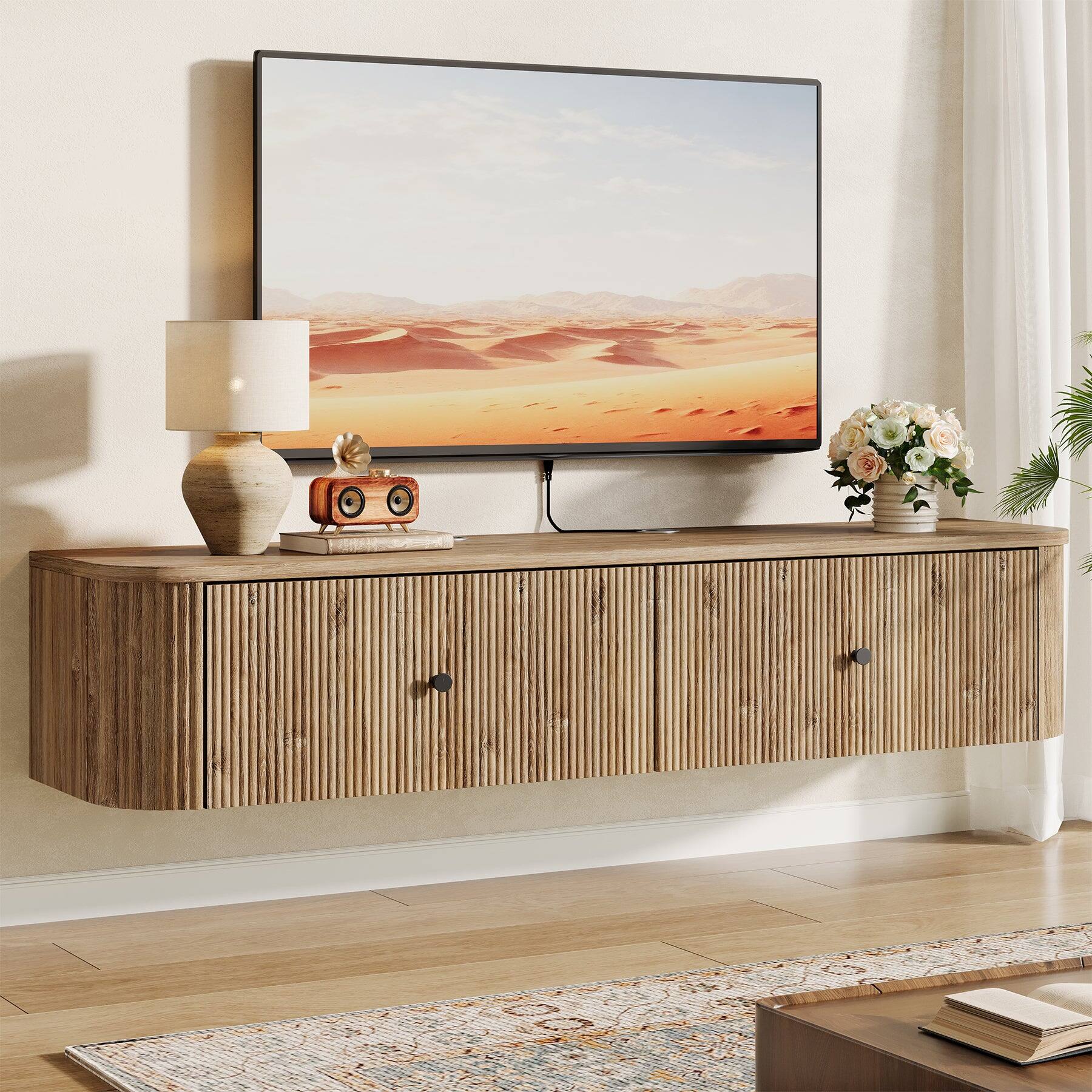 Front. Tribesigns - Office Media Console, For Media Equipment and Storage in Meeting Rooms and Reception Areas - Brown.