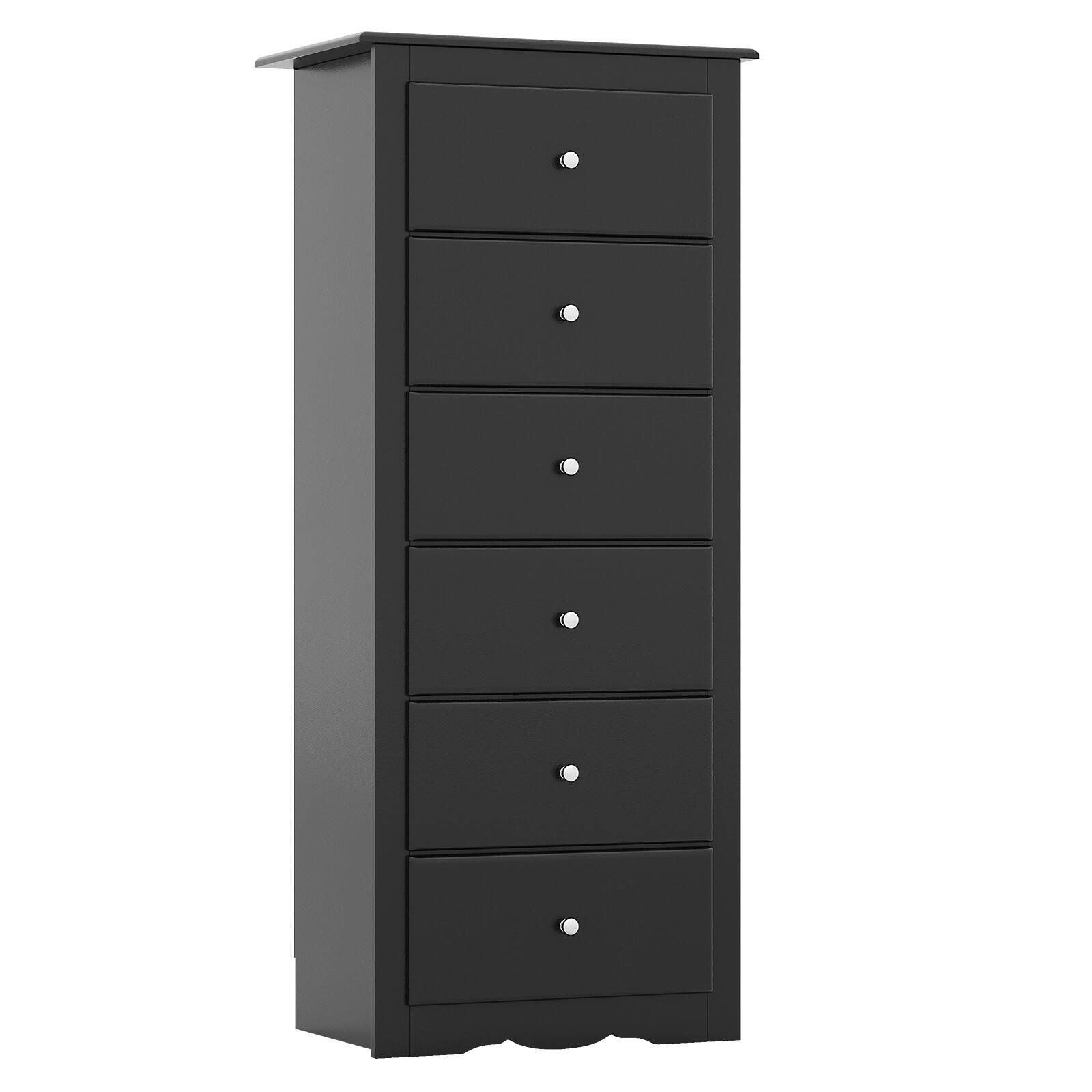 Alt View 1. Gymax - Gymax 6 Drawer Dresser Tall Wooden Chest of Drawers w/ Metal Drawer Guide Rails Black - Black.