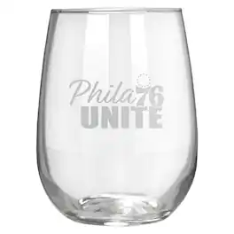 Great American Products - Philadelphia 76ers Etched 17oz. Rally Cry Stemless Wine Glass - Multicolor